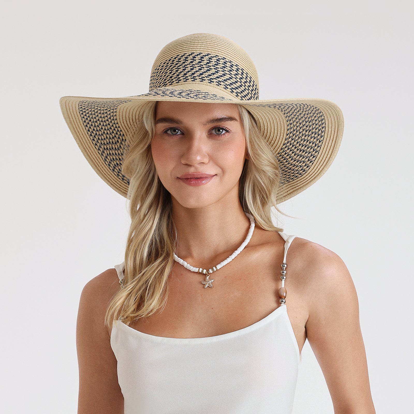 Women’s Paper Straw Sun Hat with Wide Brim and UPF 50+ Sun Protection