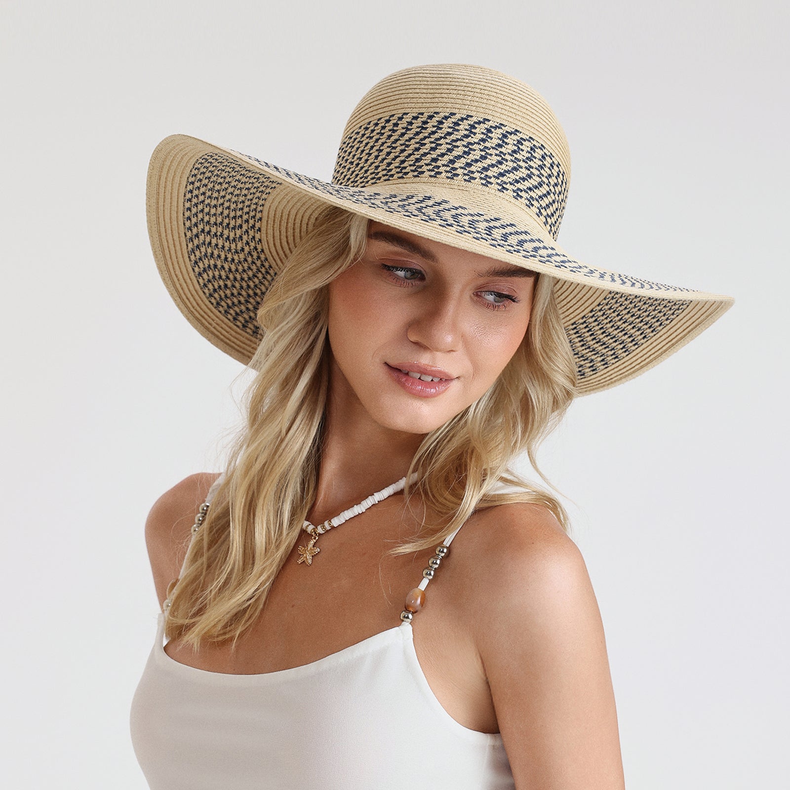 Women’s Paper Straw Sun Hat with Wide Brim and UPF 50+ Sun Protection