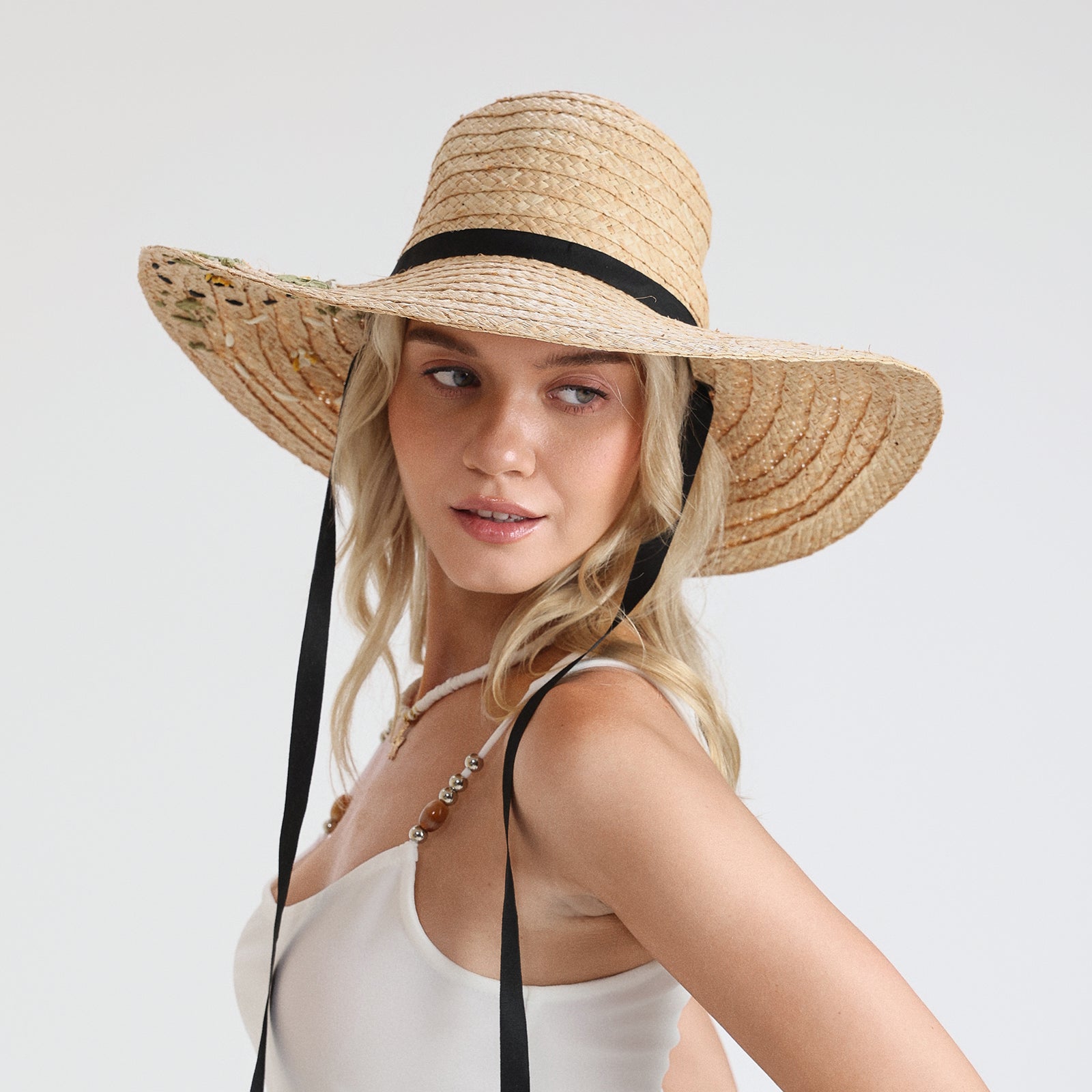 Women’s Raffia Sun Hat with Wide Brim and UPF 50+ Sun Protection