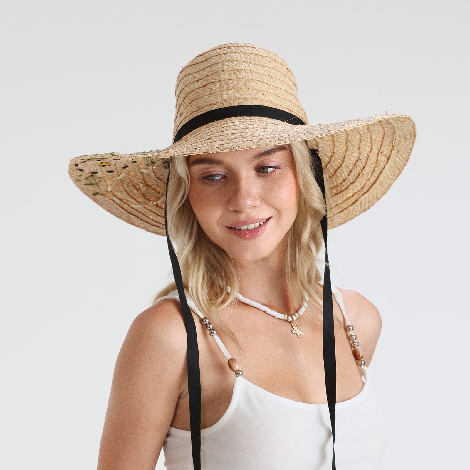 Women’s Raffia Sun Hat with Wide Brim and UPF 50+ Sun Protection