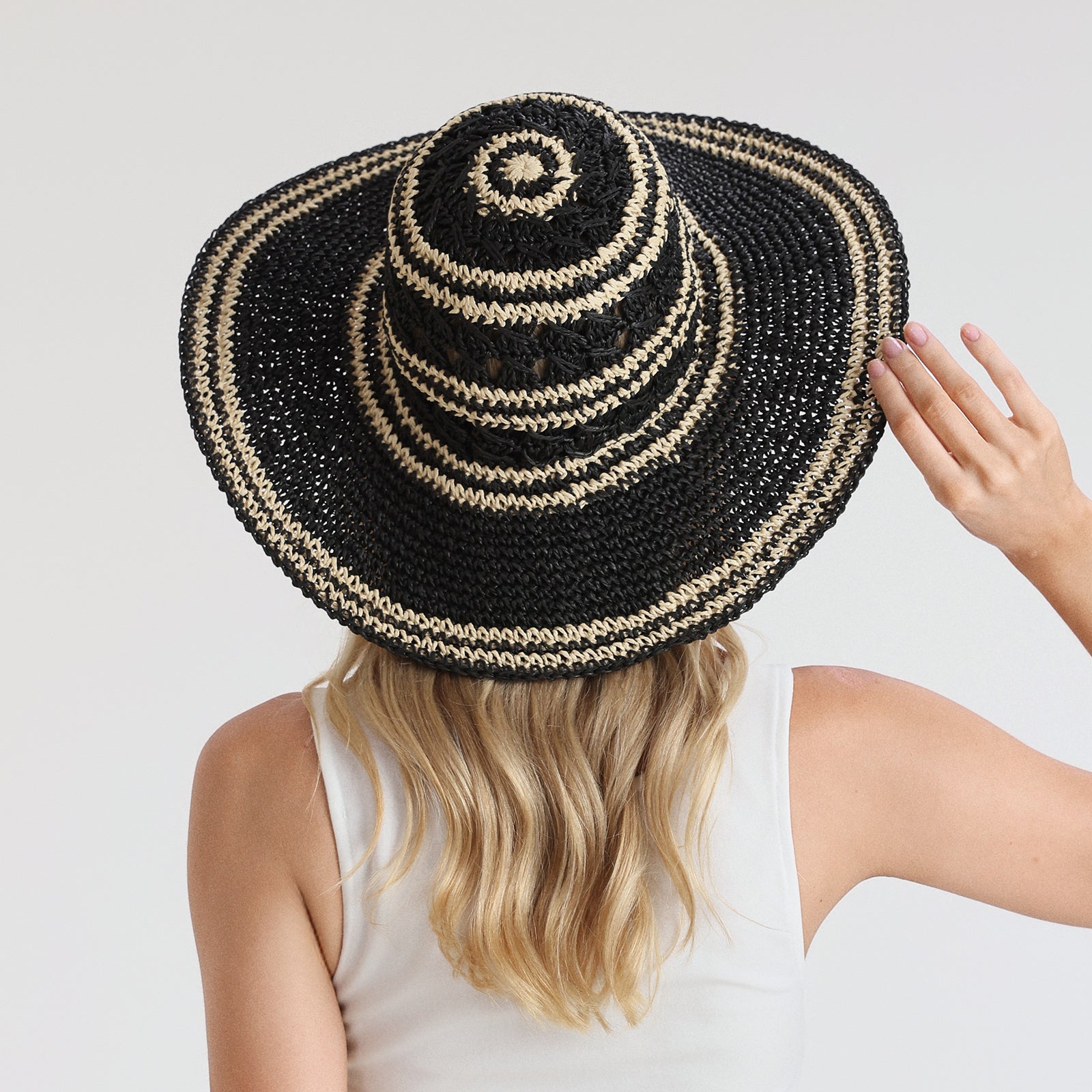 Women’s Paper Straw Sun Hat with Wide Brim and UPF 50+ Sun Protection