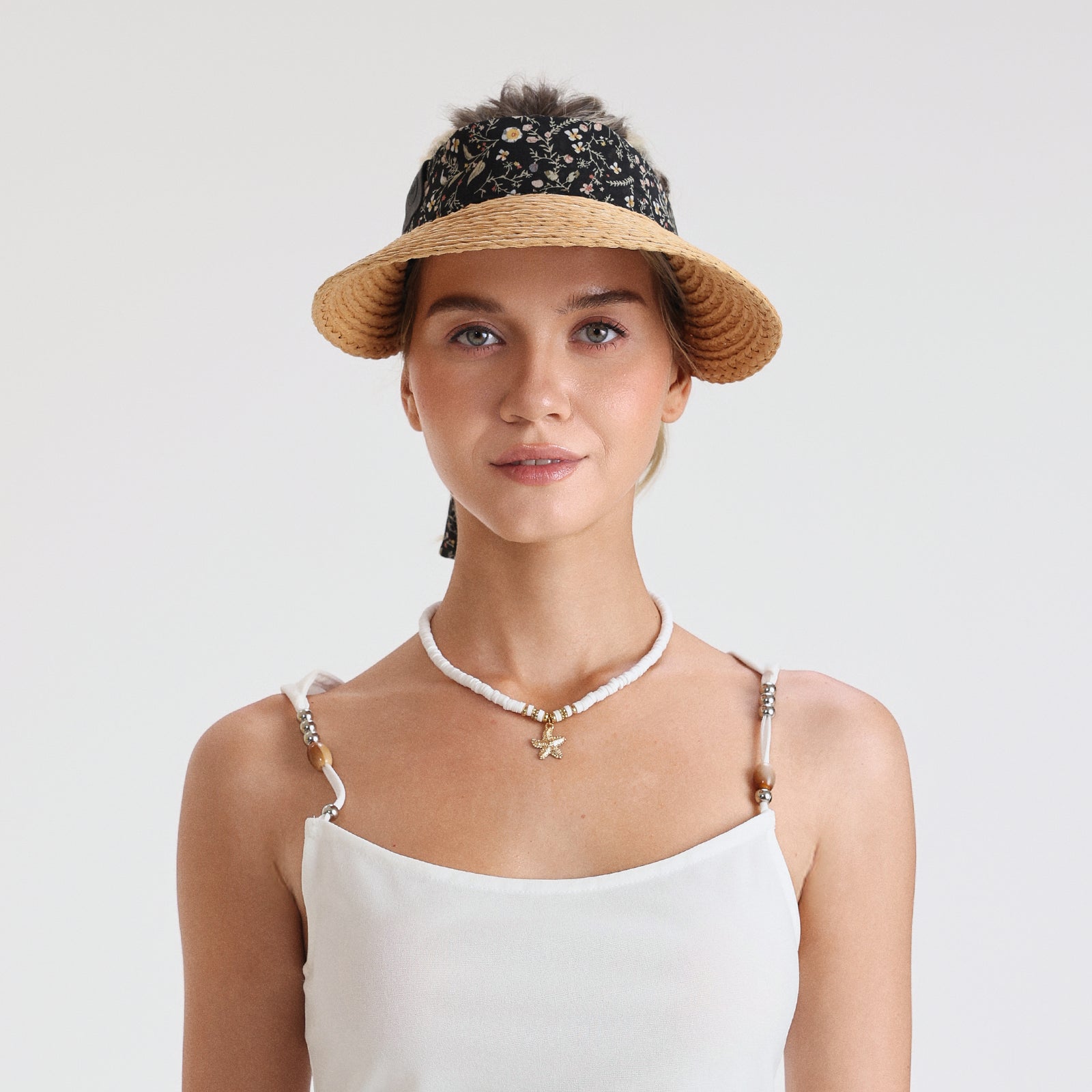 Women’s Paper Straw Sun Hat with Wide Brim and UPF 50+ Sun Protection