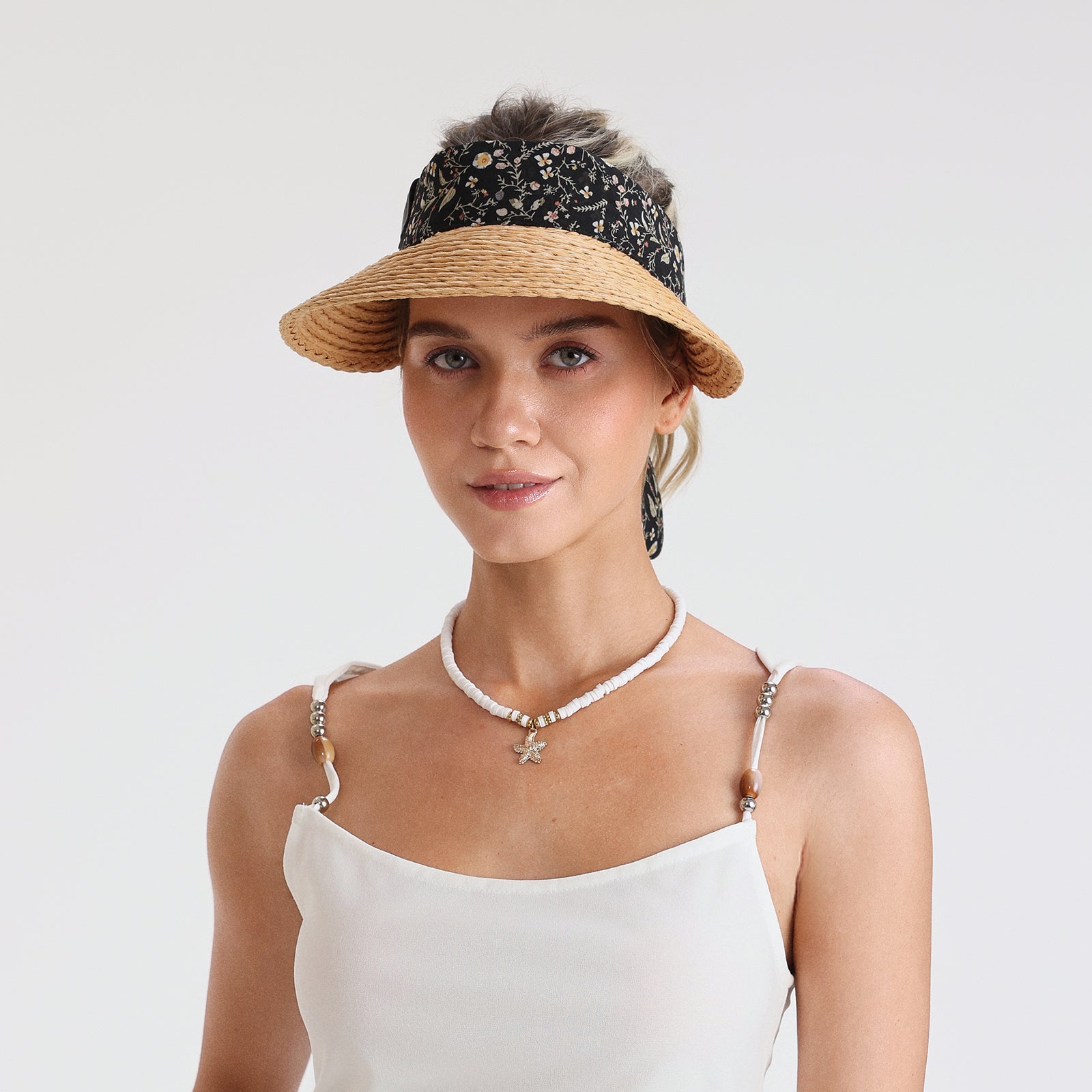 Women’s Paper Straw Sun Hat with Wide Brim and UPF 50+ Sun Protection