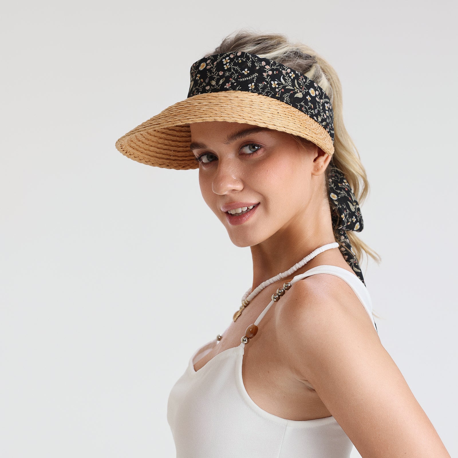Women’s Paper Straw Sun Hat with Wide Brim and UPF 50+ Sun Protection