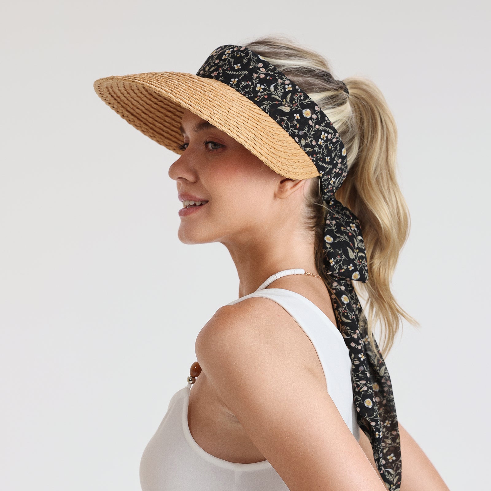 Women’s Paper Straw Sun Hat with Wide Brim and UPF 50+ Sun Protection