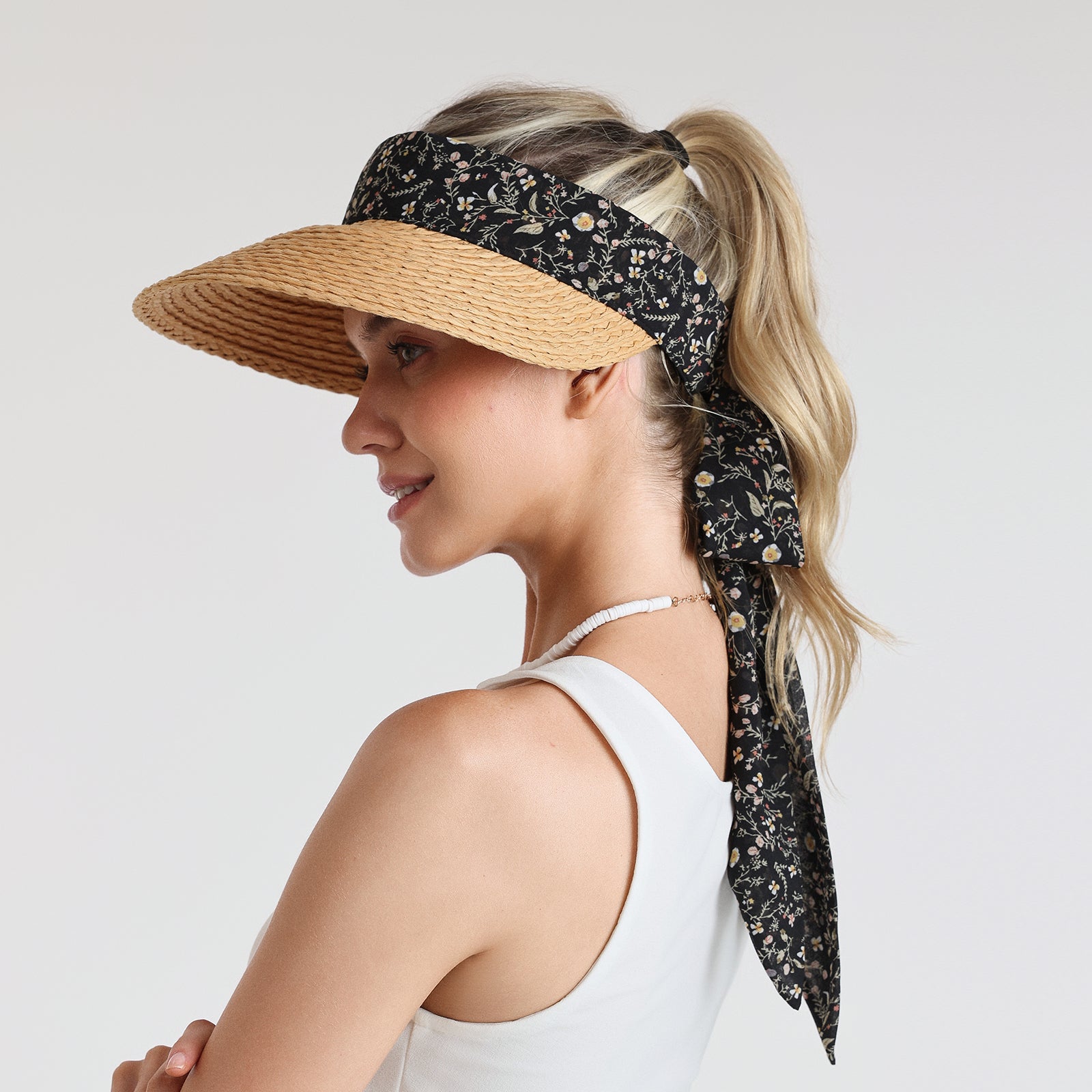 Women’s Paper Straw Sun Hat with Wide Brim and UPF 50+ Sun Protection