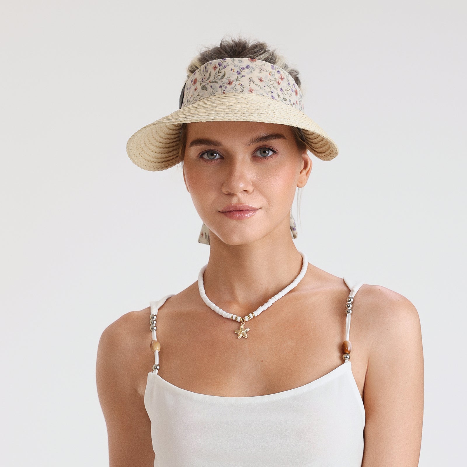 Women’s Paper Straw Sun Hat with Wide Brim and UPF 50+ Sun Protection