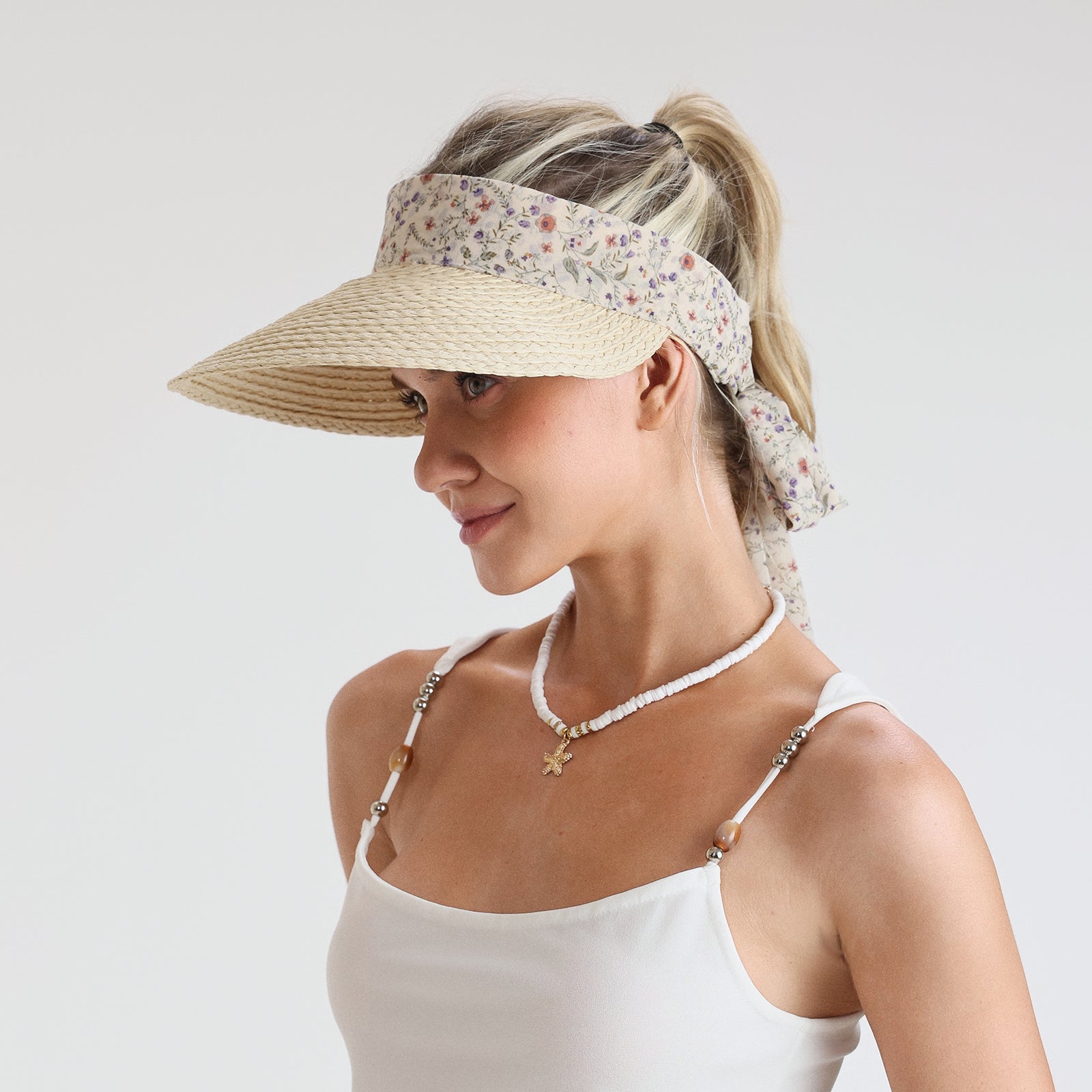 Women’s Paper Straw Sun Hat with Wide Brim and UPF 50+ Sun Protection