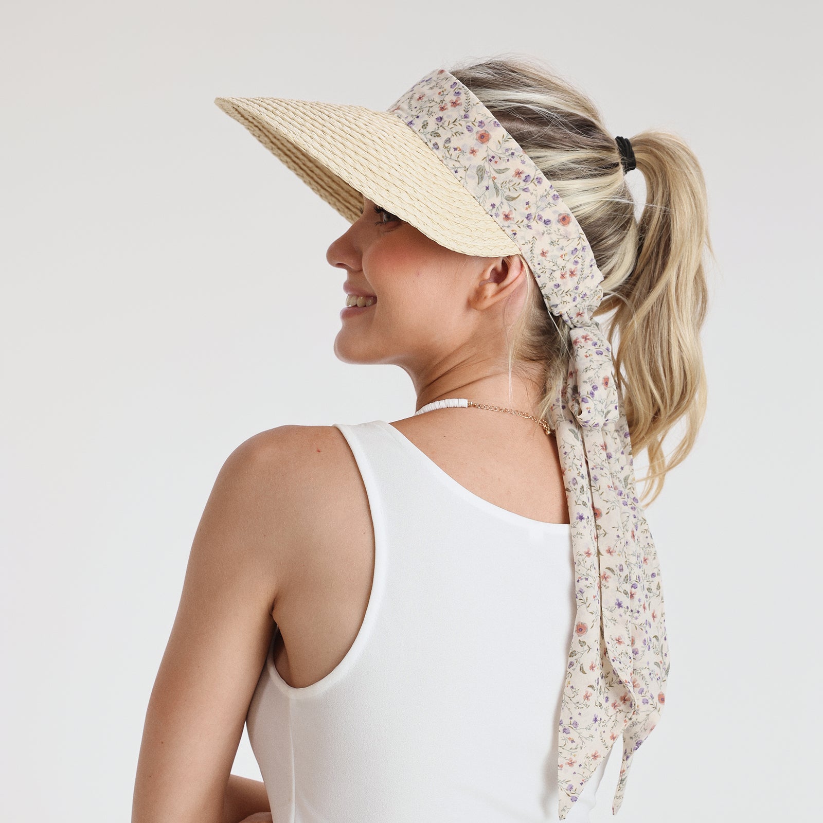 Women’s Paper Straw Sun Hat with Wide Brim and UPF 50+ Sun Protection