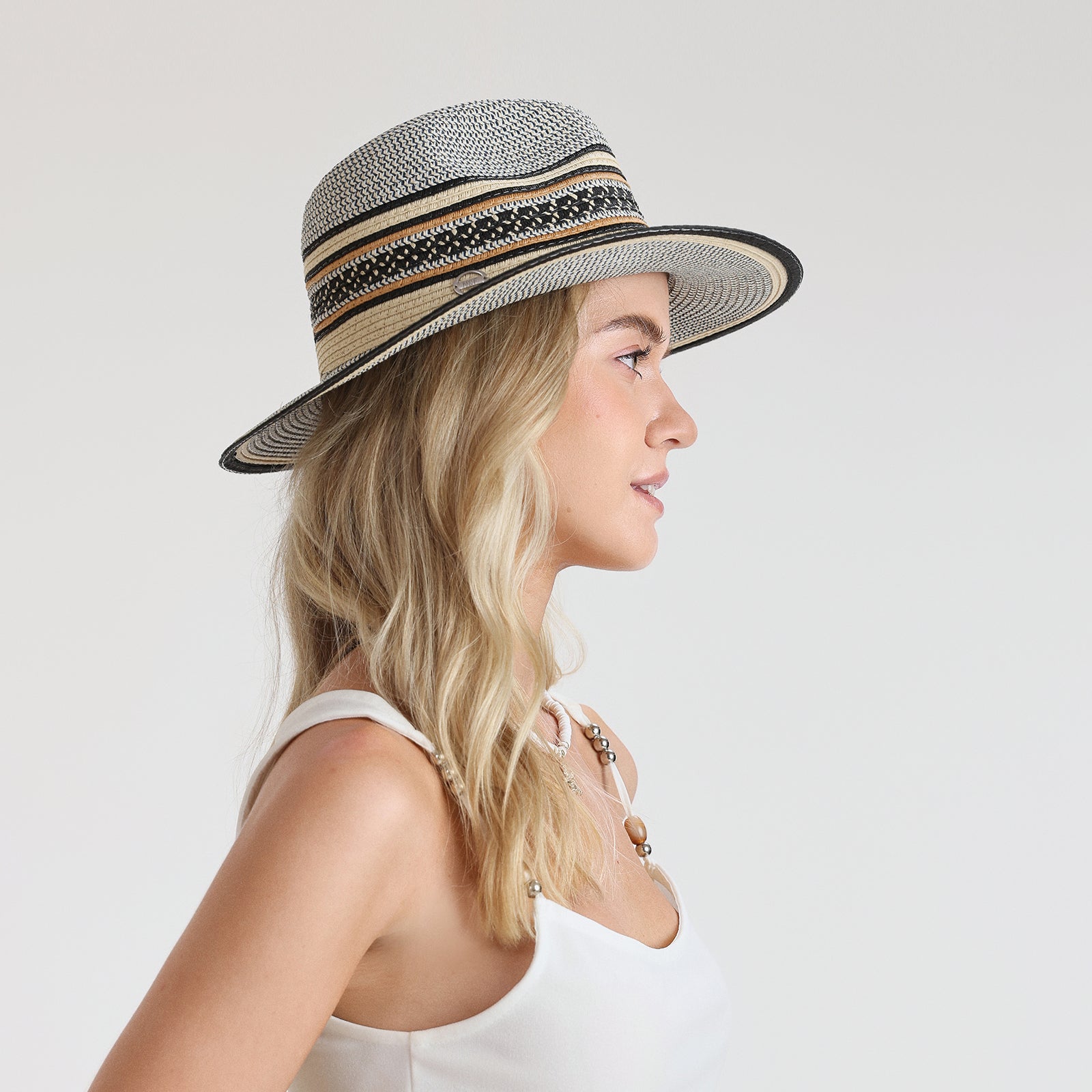 Unisex Paper Straw Fedora Hat with Wide Brim and UPF 50+ Sun Protection