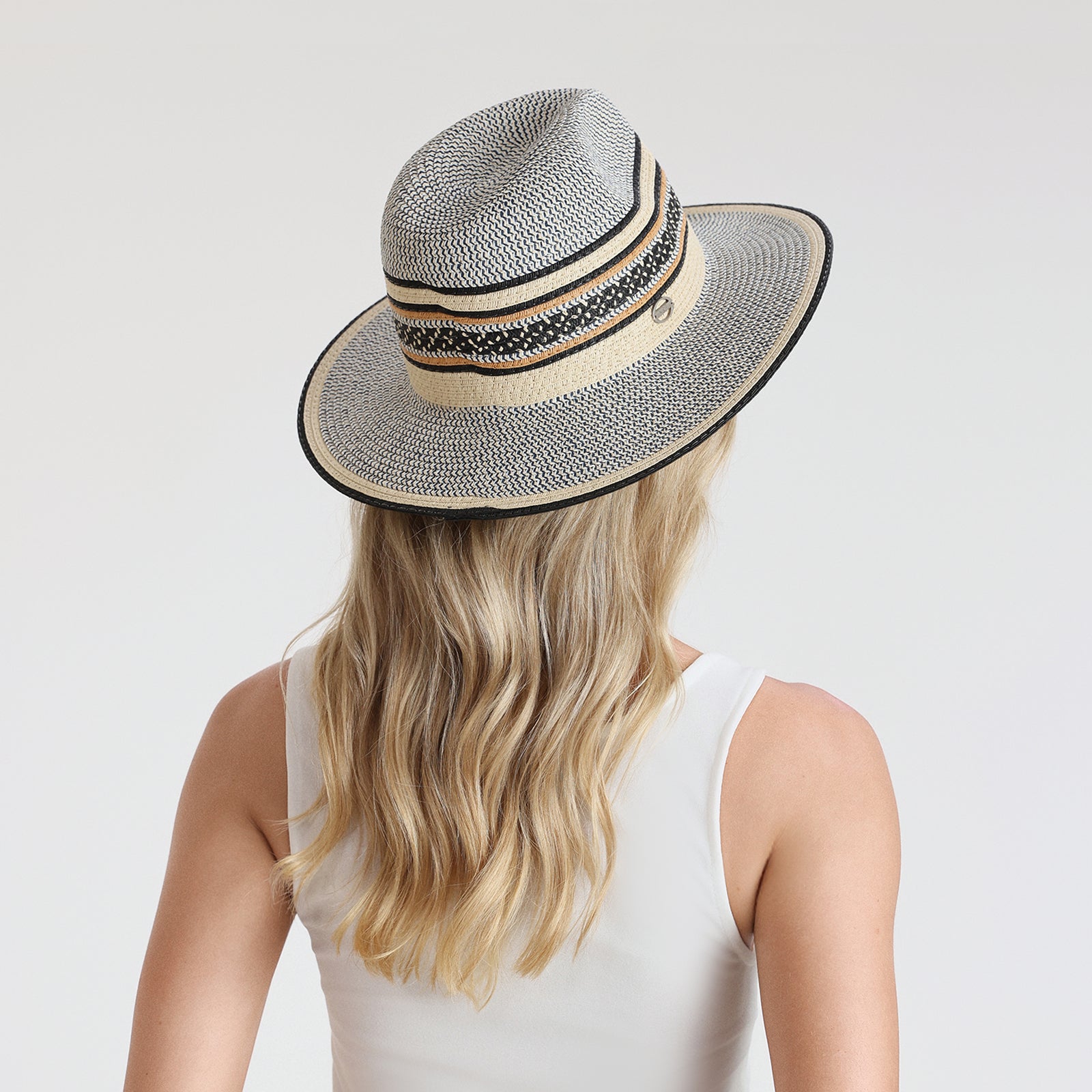 Unisex Paper Straw Fedora Hat with Wide Brim and UPF 50+ Sun Protection