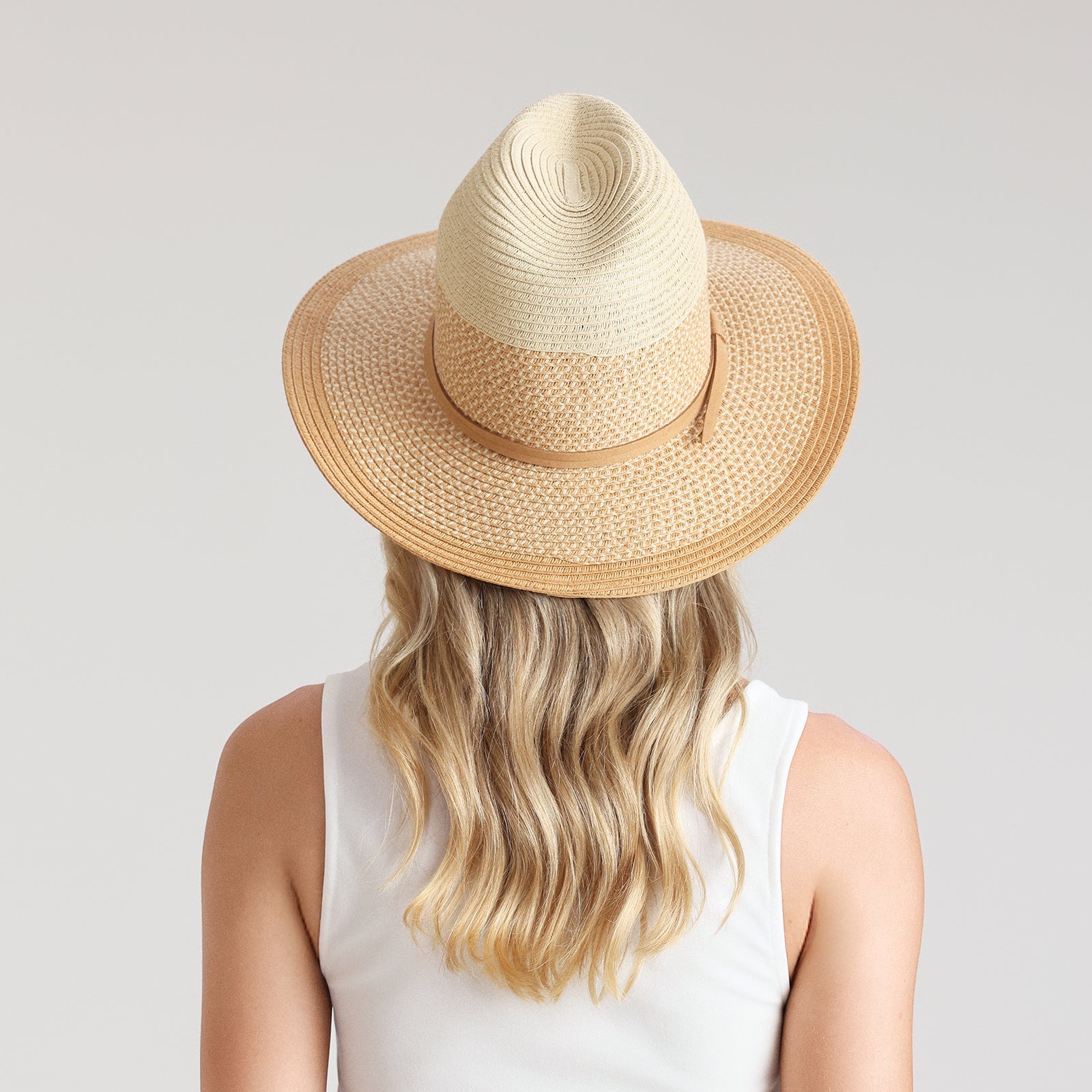 Unisex Paper Straw Fedora Hat with Wide Brim and UPF 50+ Sun Protection