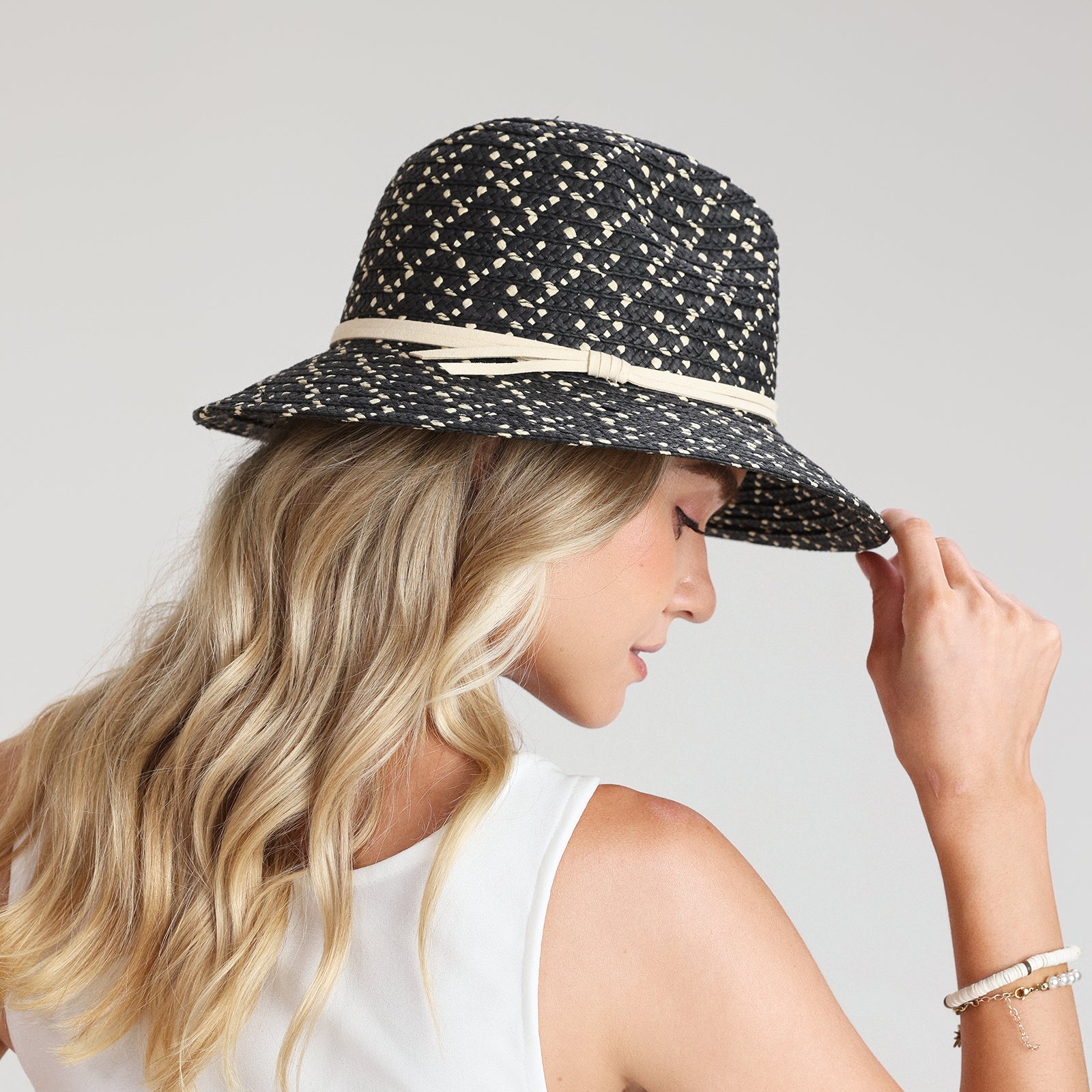 Wholesale Unisex Paper Straw Fedora Hat with Wide Brim and UPF 50+ Sun Protection