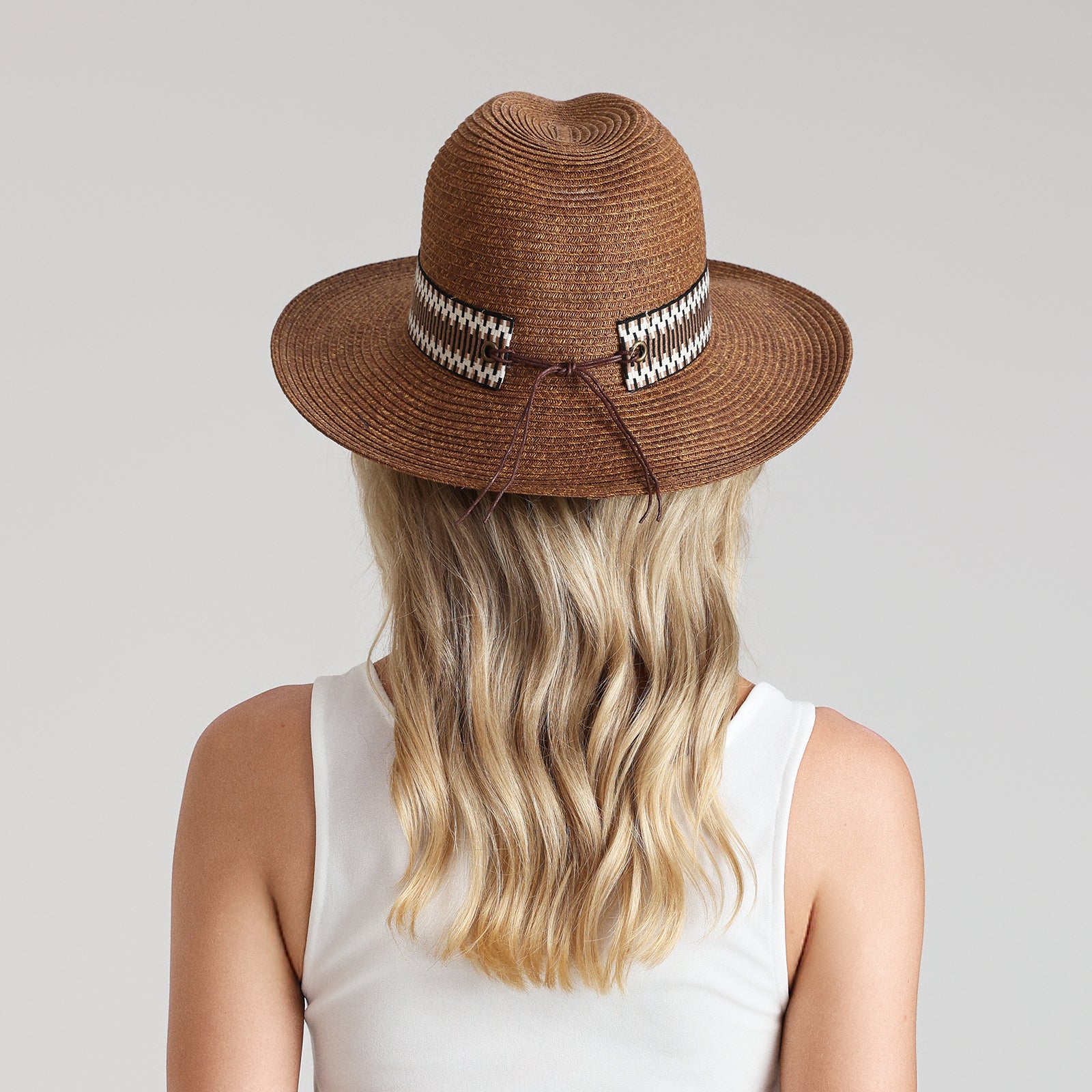 Unisex Paper Straw Fedora Hat with Wide Brim and UPF 50+ Sun Protection