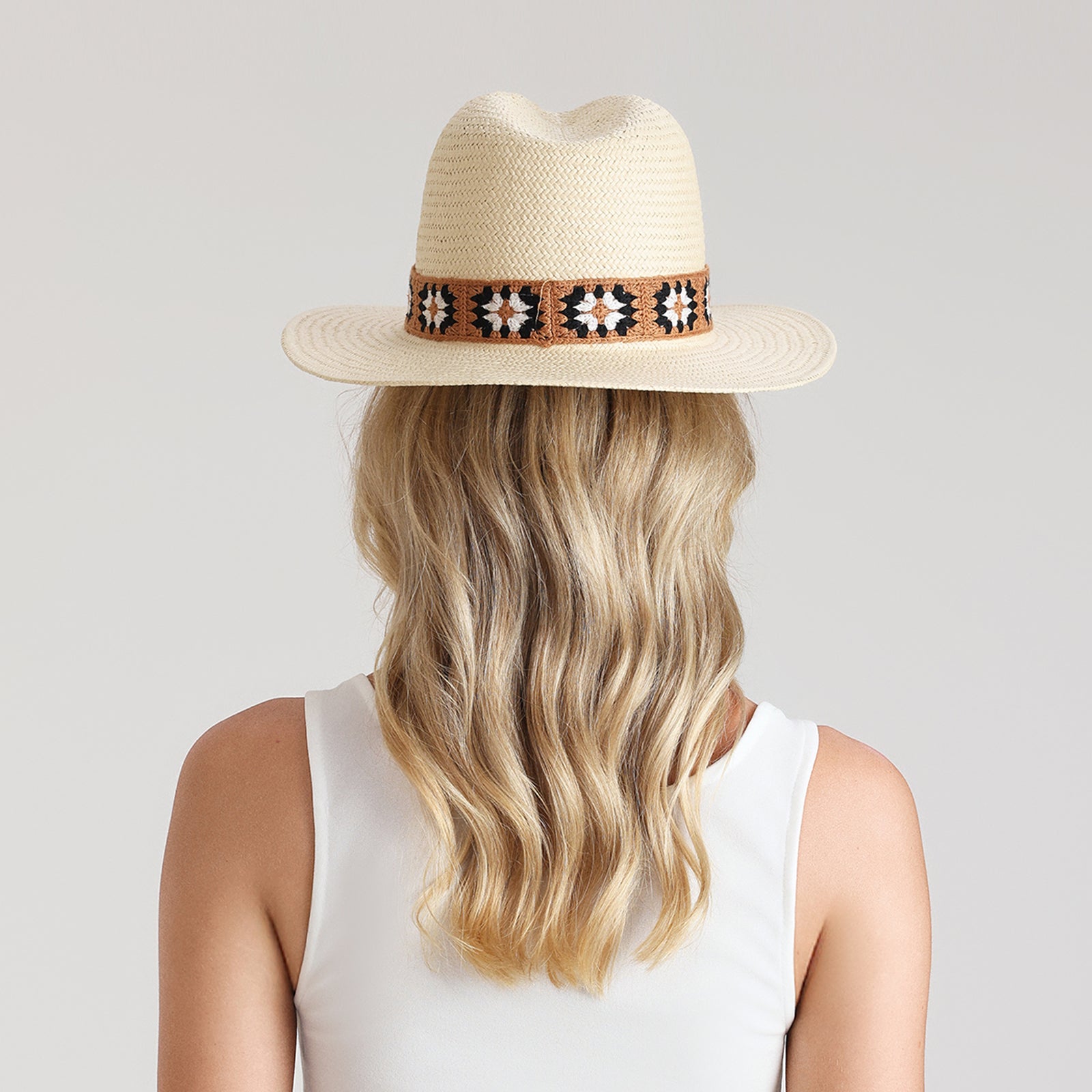 Women’s Paper Braid Fedora Hat with Wide Brim and UPF 50+ Sun Protection