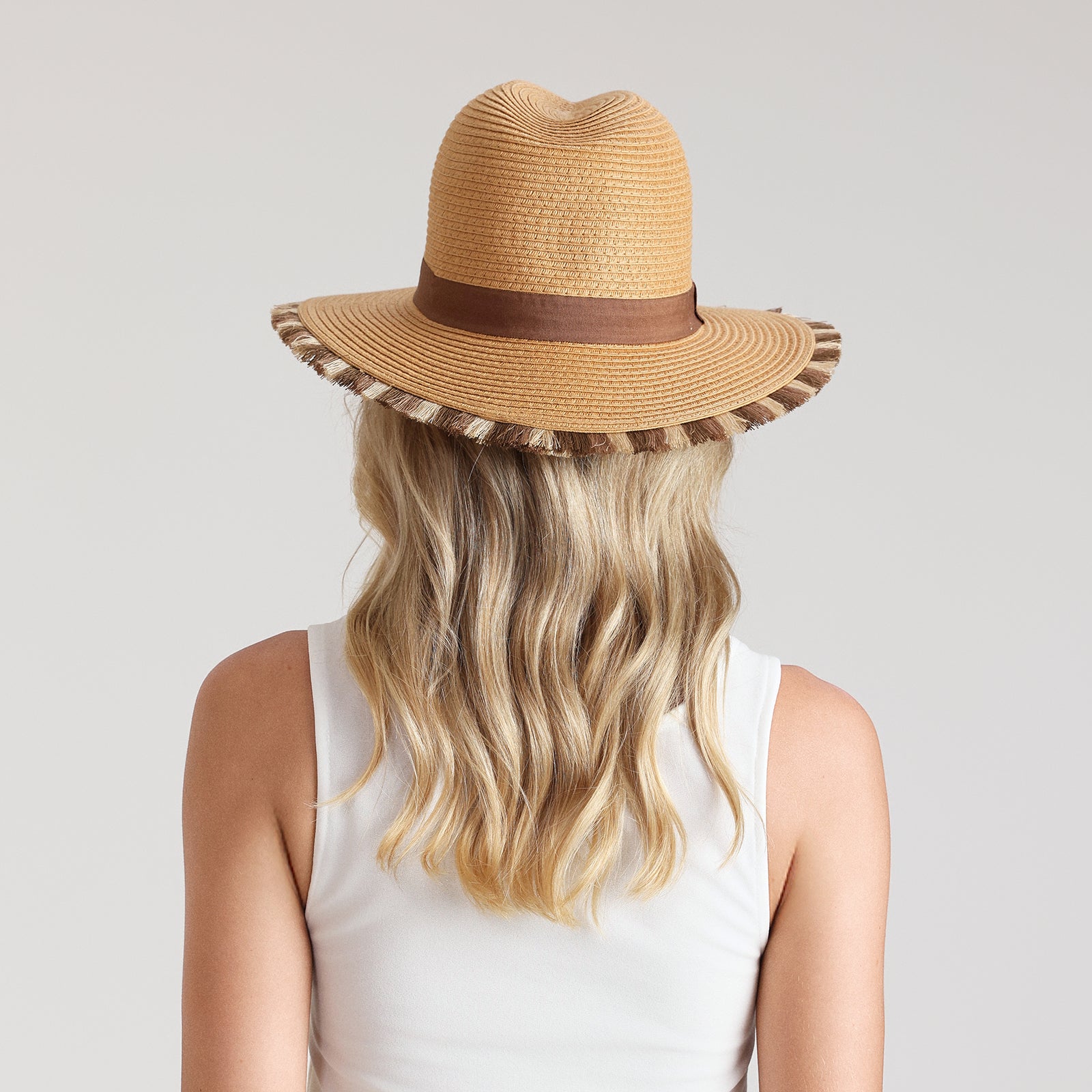 Unisex Paper Straw Fedora Hat with Wide Brim and UPF 50+ Sun Protection