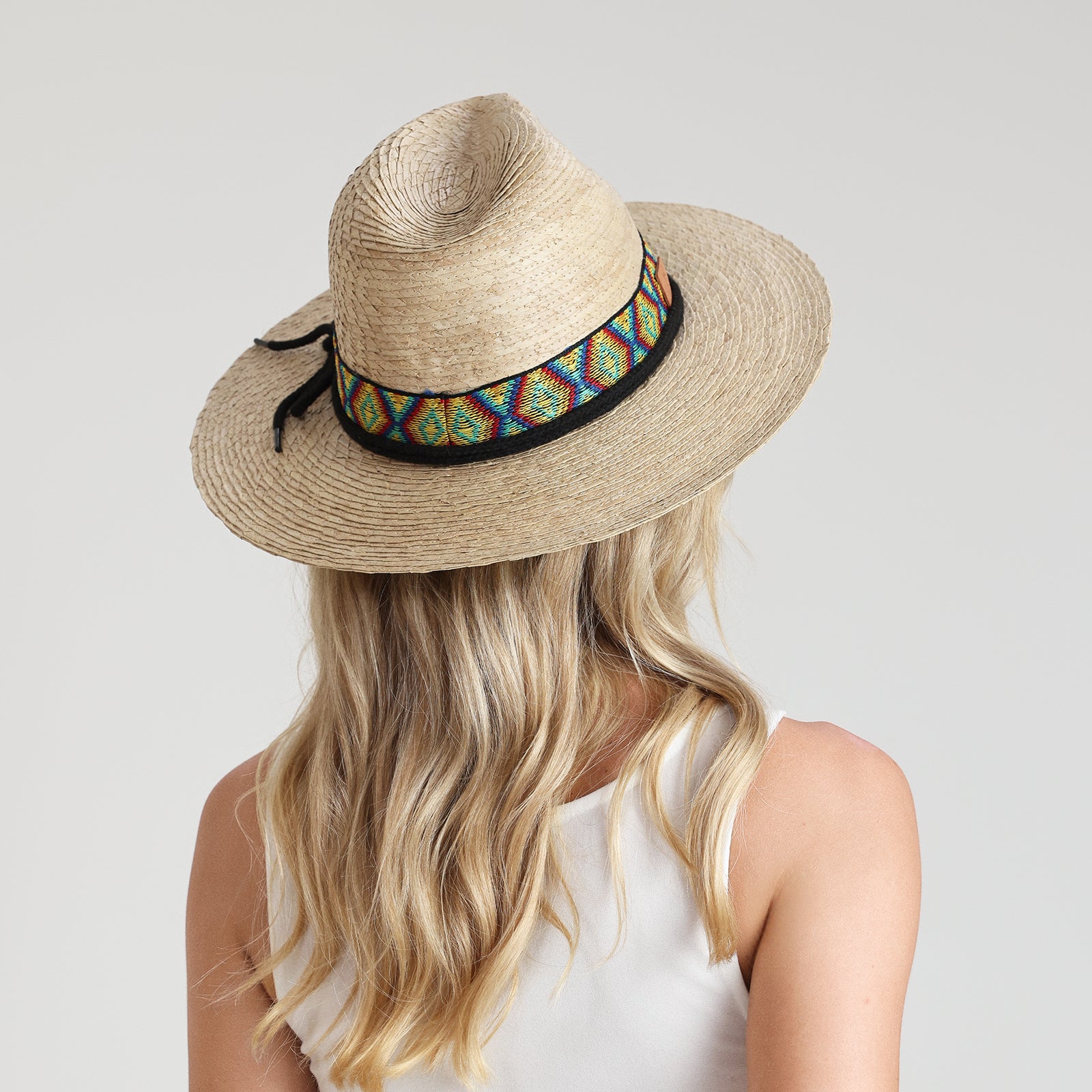 Unisex Palm Leaf Fedora Hat with Wide Brim and UPF 50+ Sun Protection