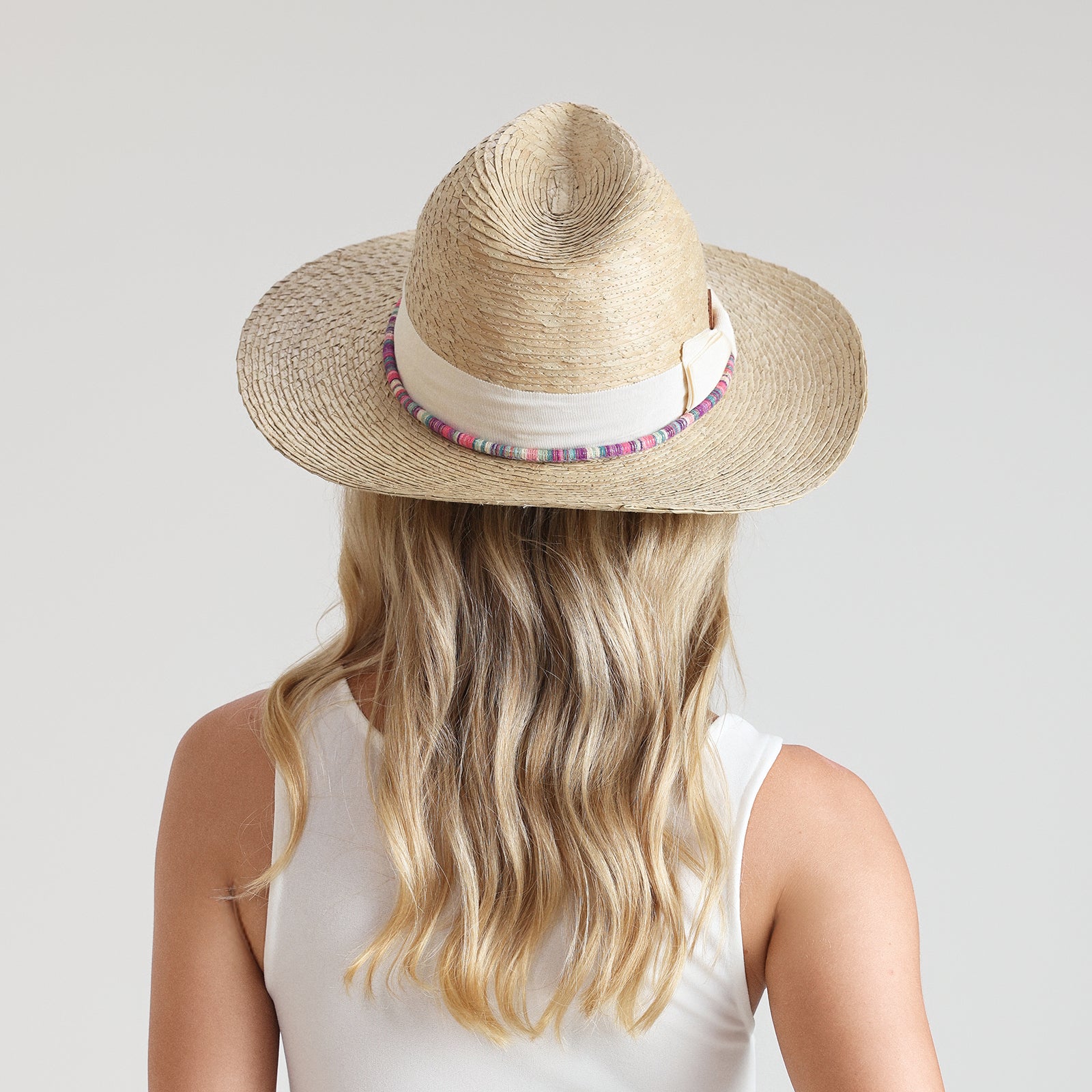 Unisex Palm Leaf Fedora Hat with Wide Brim and UPF 50+ Sun Protection