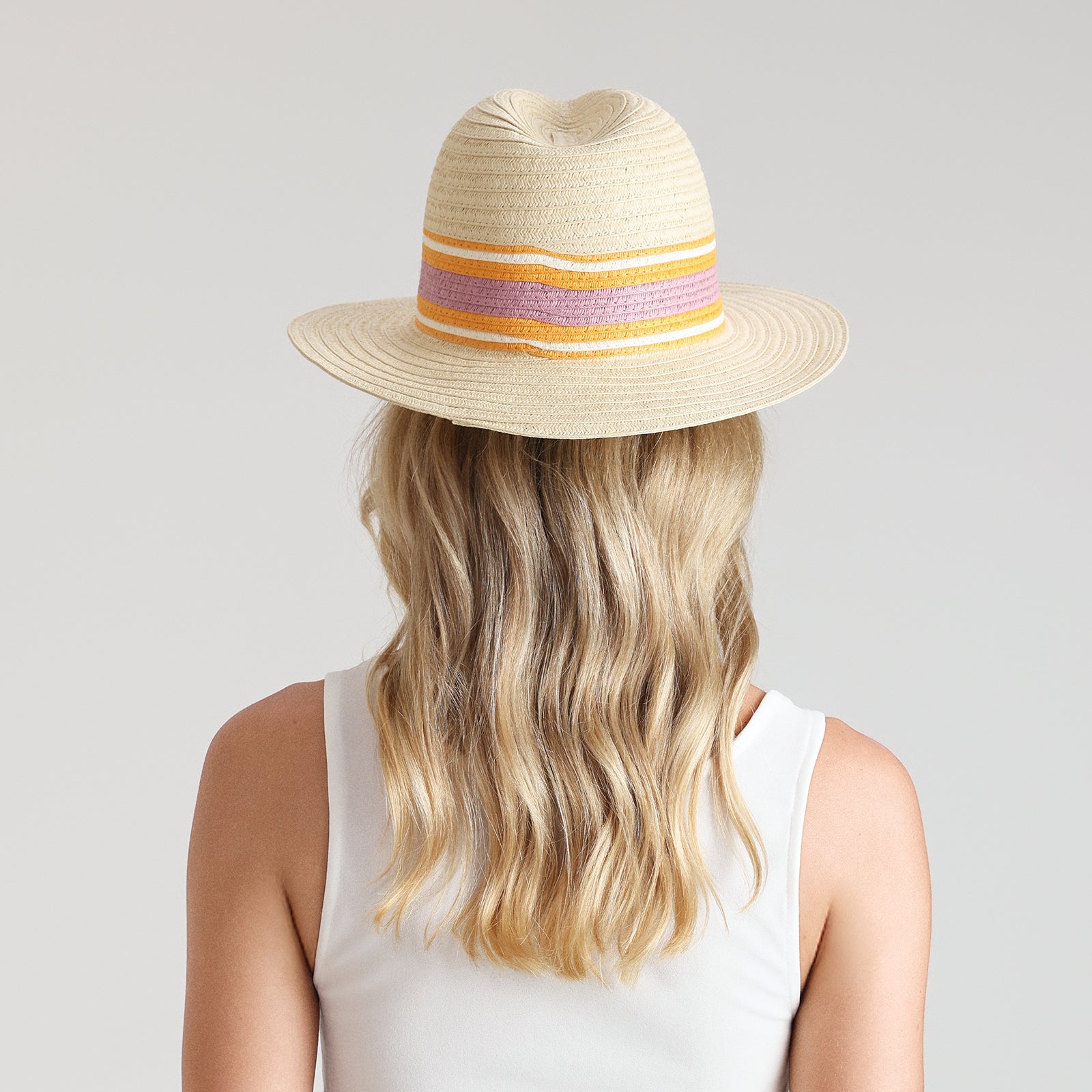 Women’s Paper Straw Fedora Hat with Wide Brim and UPF 50+ Sun Protection