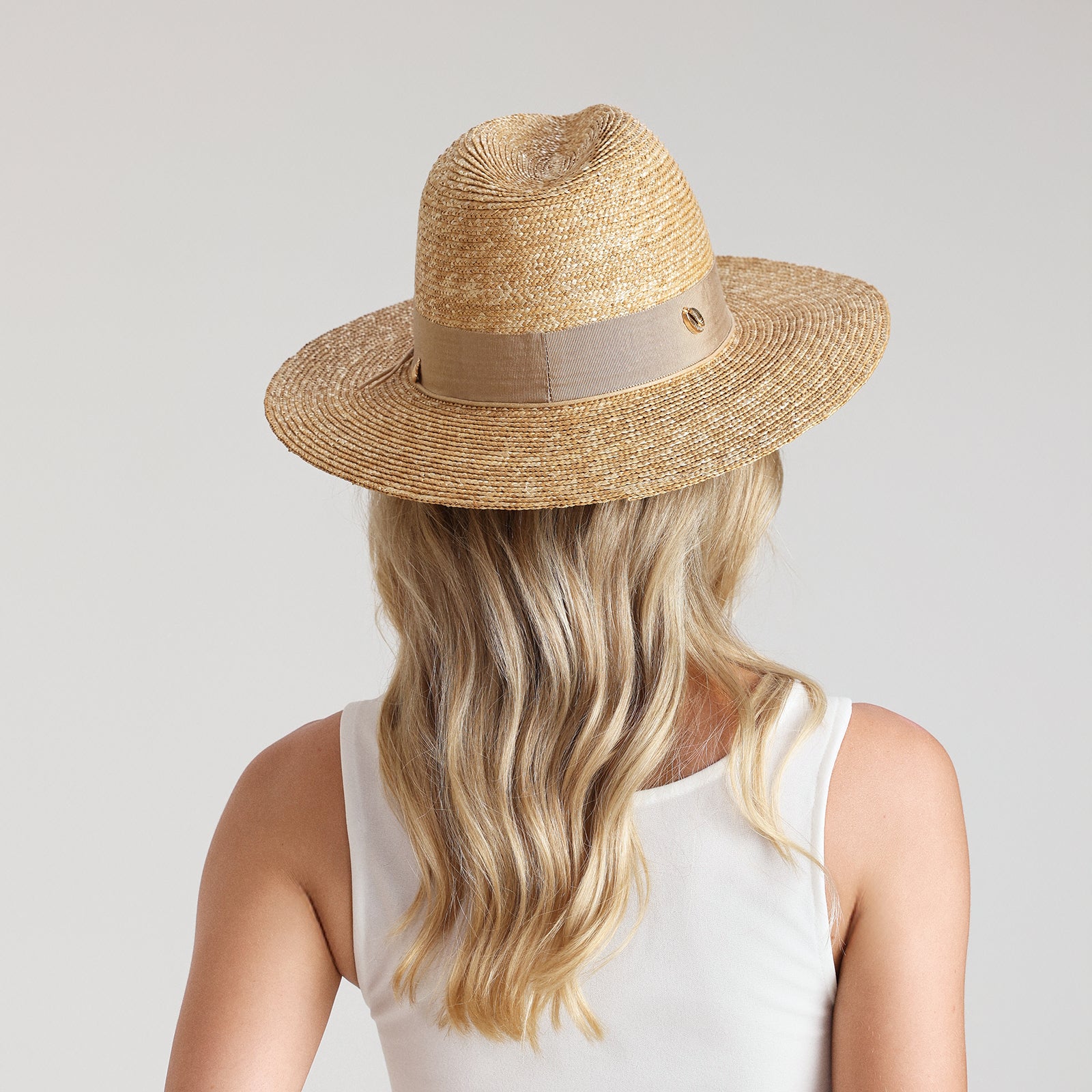 Women’s Wheat Straw Fedora Hat with Wide Brim and UPF 50+ Sun Protection