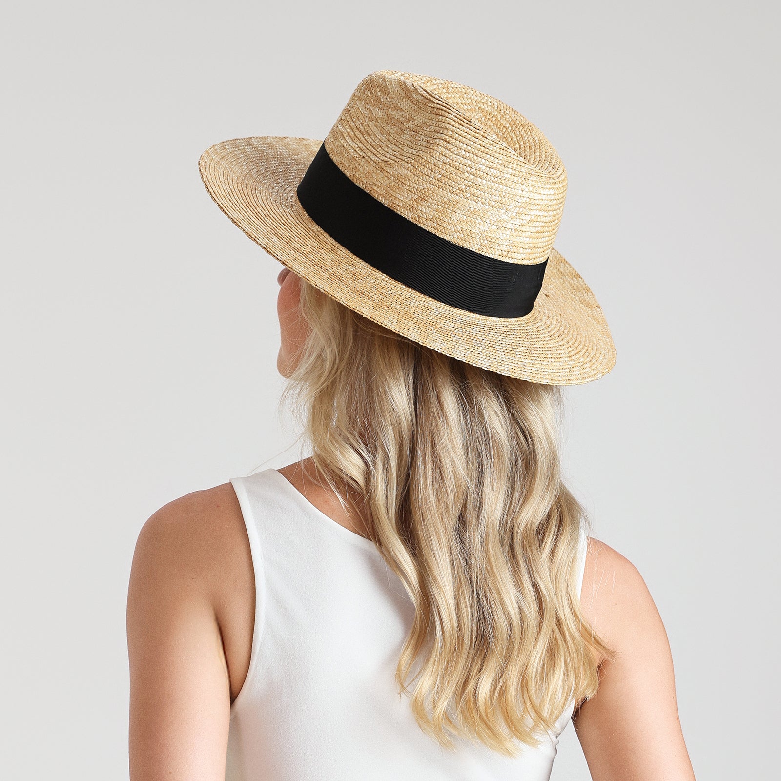 Unisex Wheat Straw Fedora Hat with Wide Brim and UPF 50+ Sun Protection