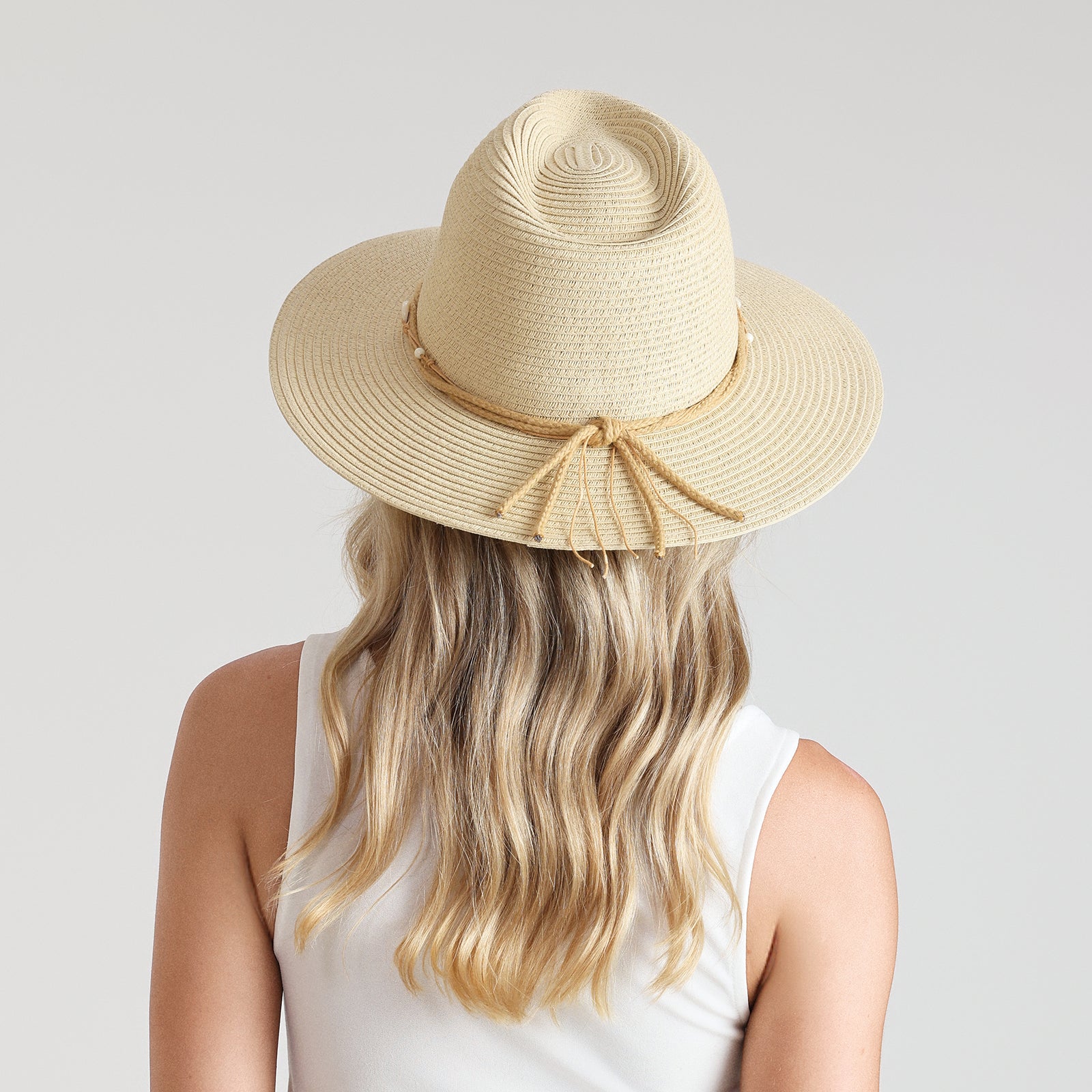 Unisex Paper Straw Fedora Hat with Wide Brim and UPF 50+ Sun Protection