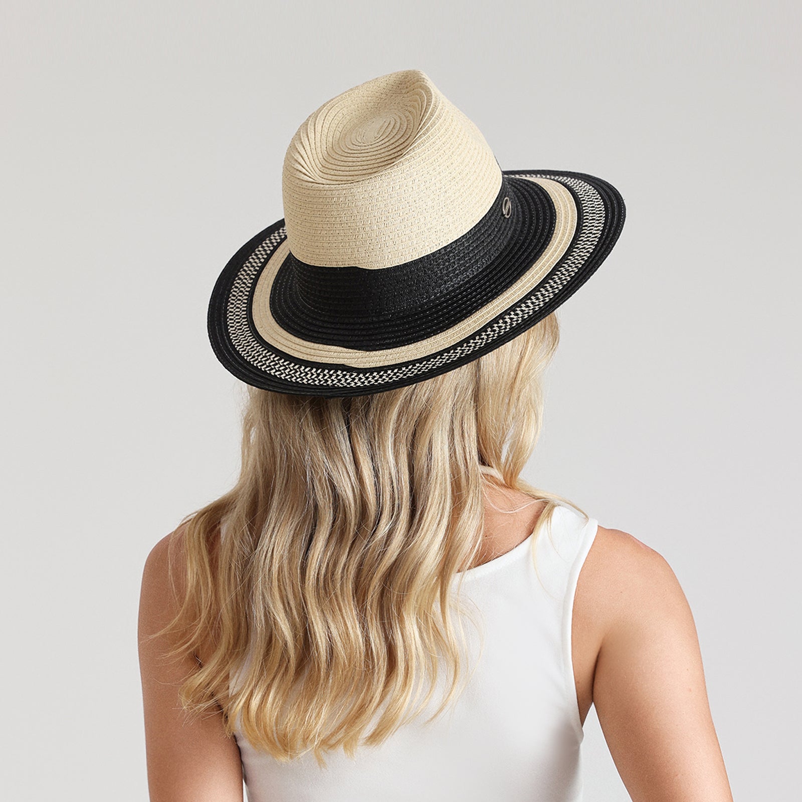 Unisex Paper Straw Fedora Hat with Wide Brim and UPF 50+ Sun Protection