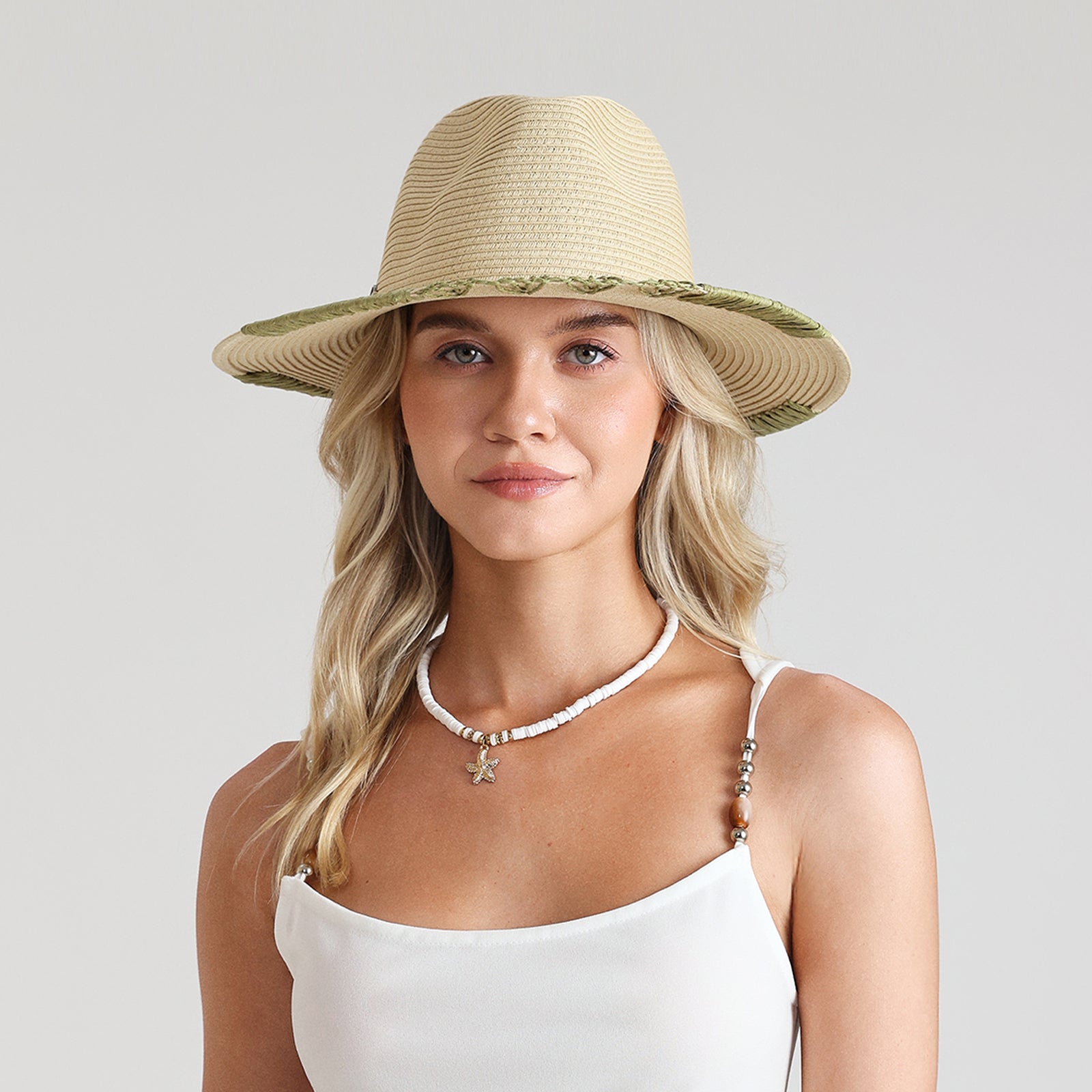 Unisex Paper Straw Fedora Hat with Wide Brim and UPF 50+ Sun Protection