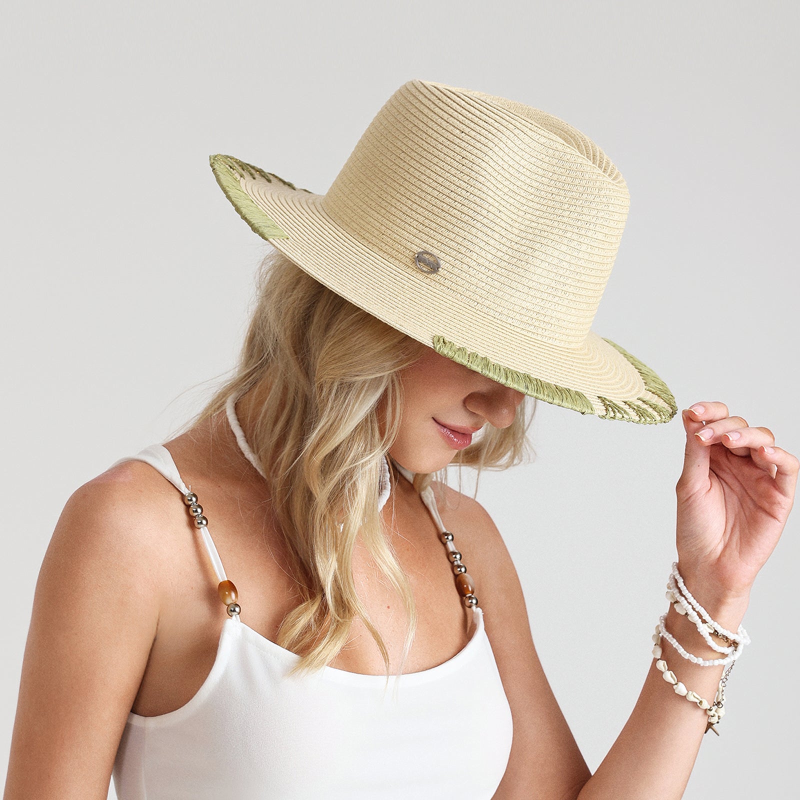 Unisex Paper Straw Fedora Hat with Wide Brim and UPF 50+ Sun Protection