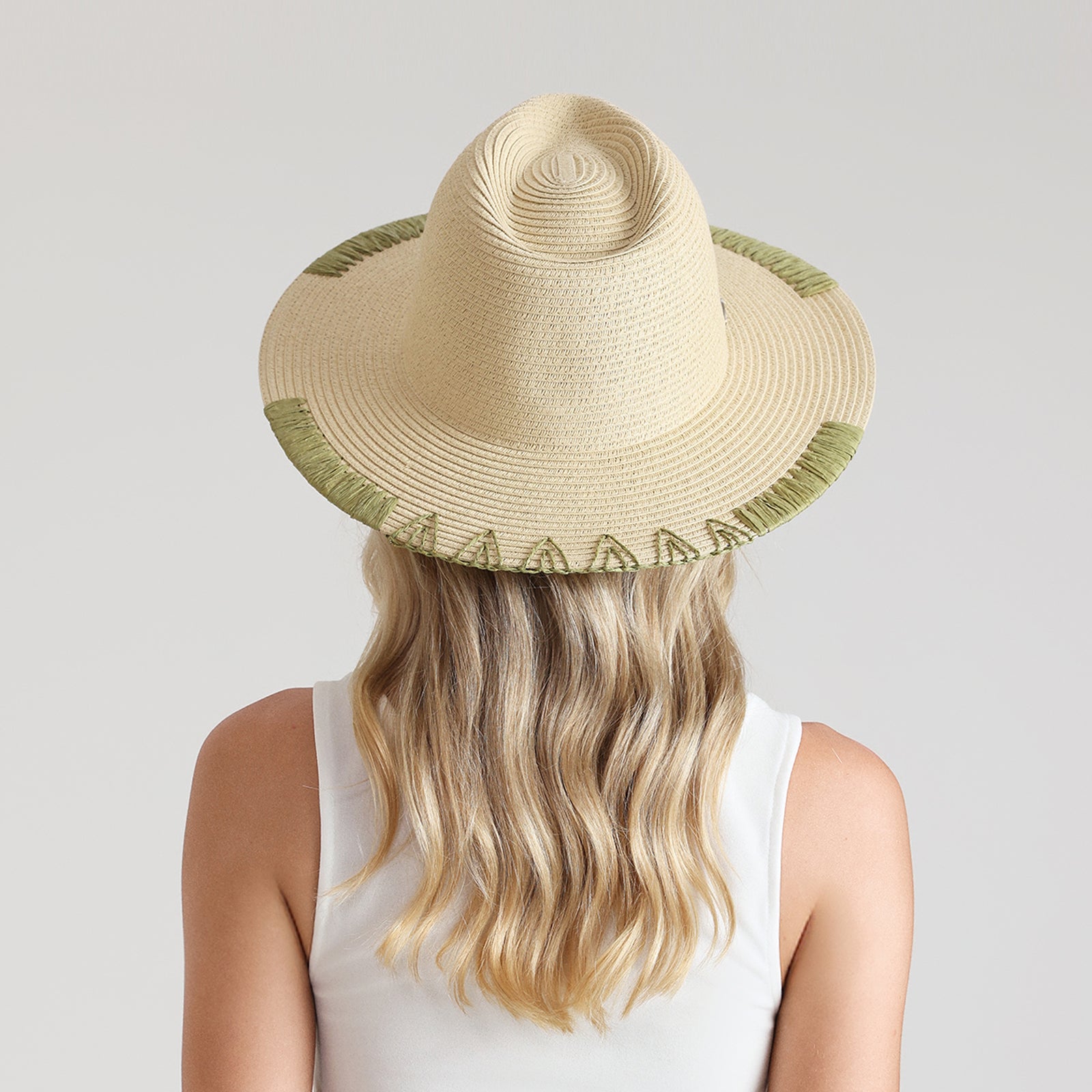 Unisex Paper Straw Fedora Hat with Wide Brim and UPF 50+ Sun Protection