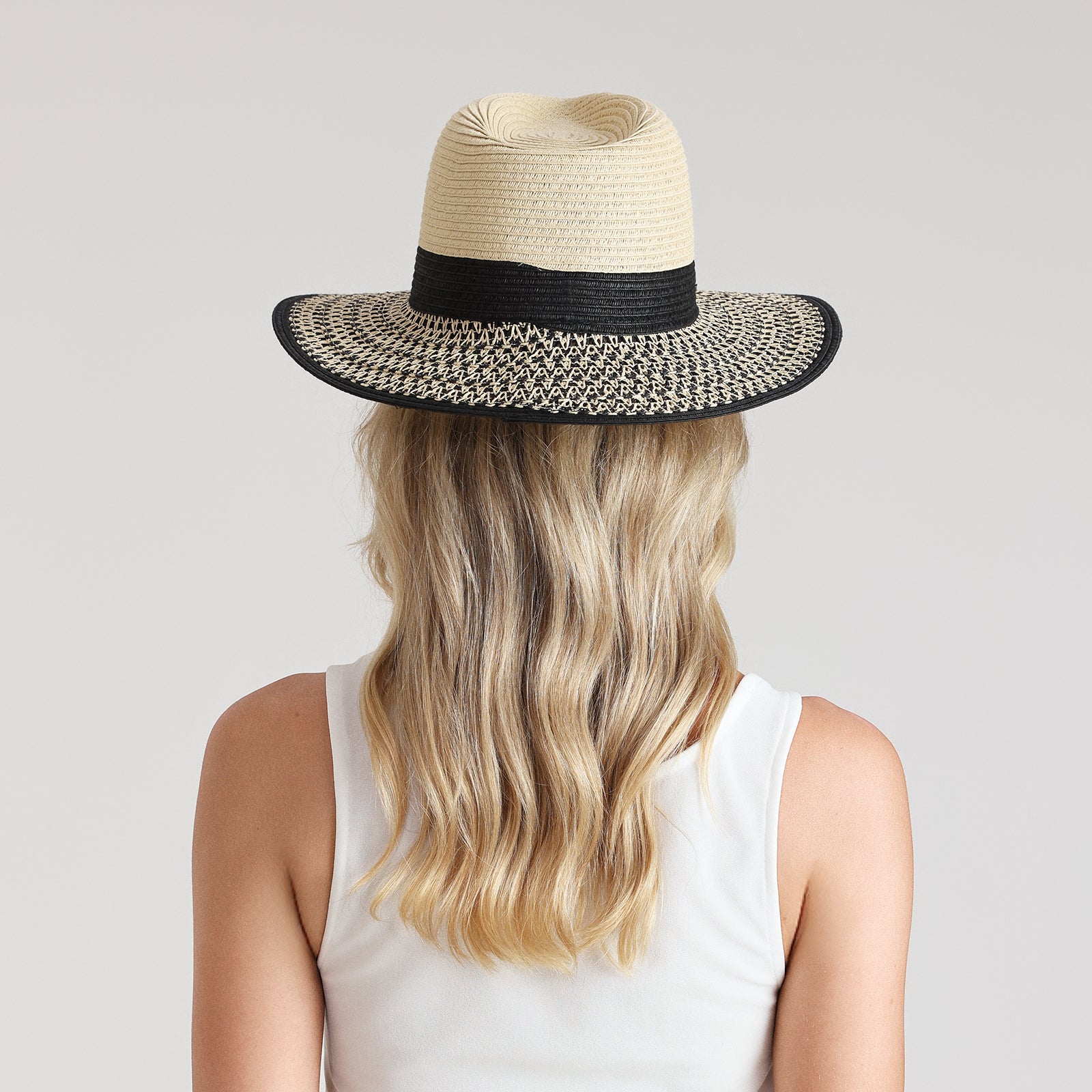 Unisex Paper Straw Fedora Hat with Wide Brim and UPF 50+ Sun Protection