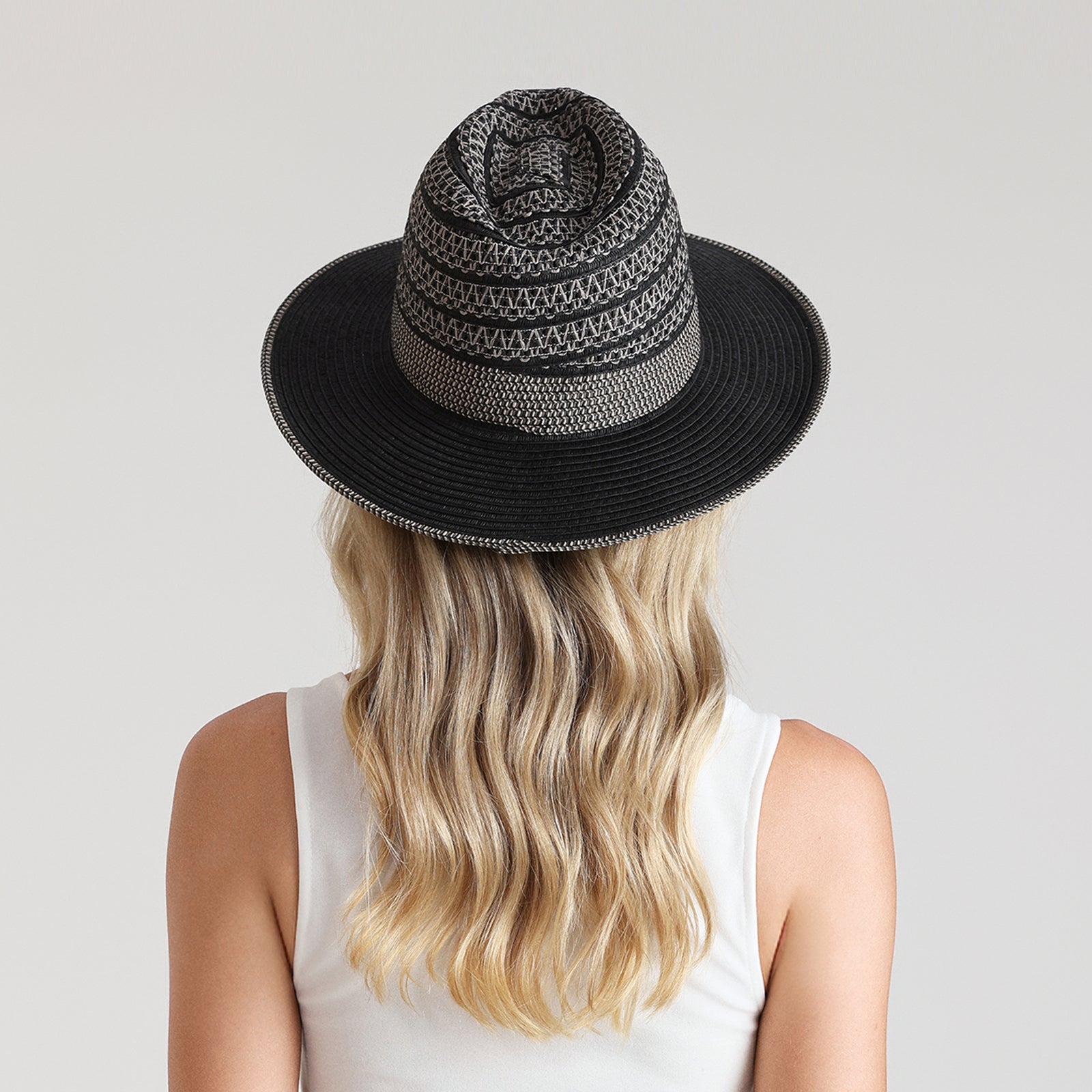 Unisex Paper Straw Fedora Hat with Wide Brim and UPF 50+ Sun Protection