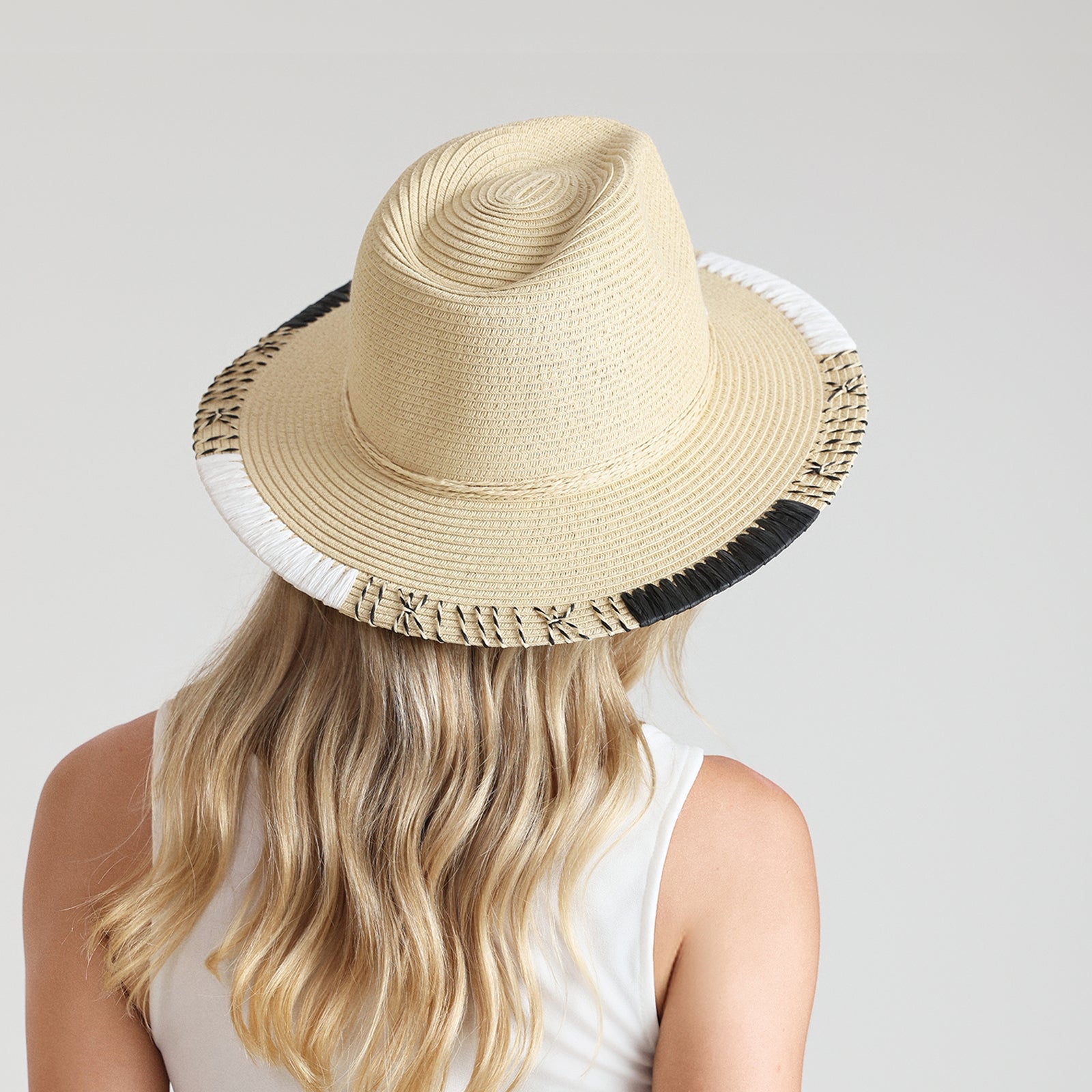 Unisex Paper Straw Fedora Hat with Wide Brim and UPF 50+ Sun Protection