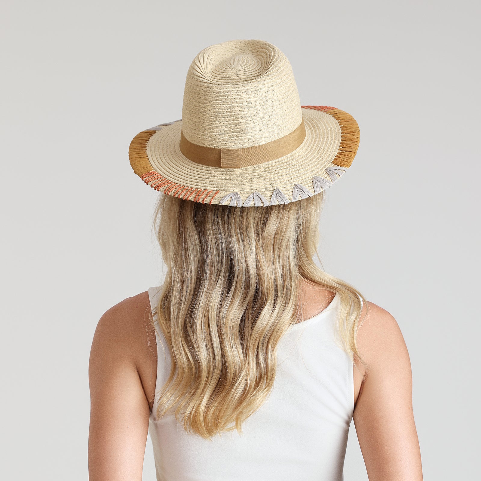 Wholesale Women’s Paper Straw Fedora Hat with Flat brim and UPF 50+ Sun Protection