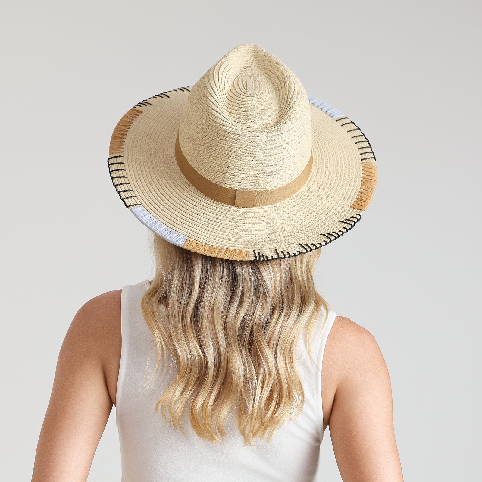 Wholesale Women’s Paper Straw Fedora Hat with Flat brim and UPF 50+ Sun Protection