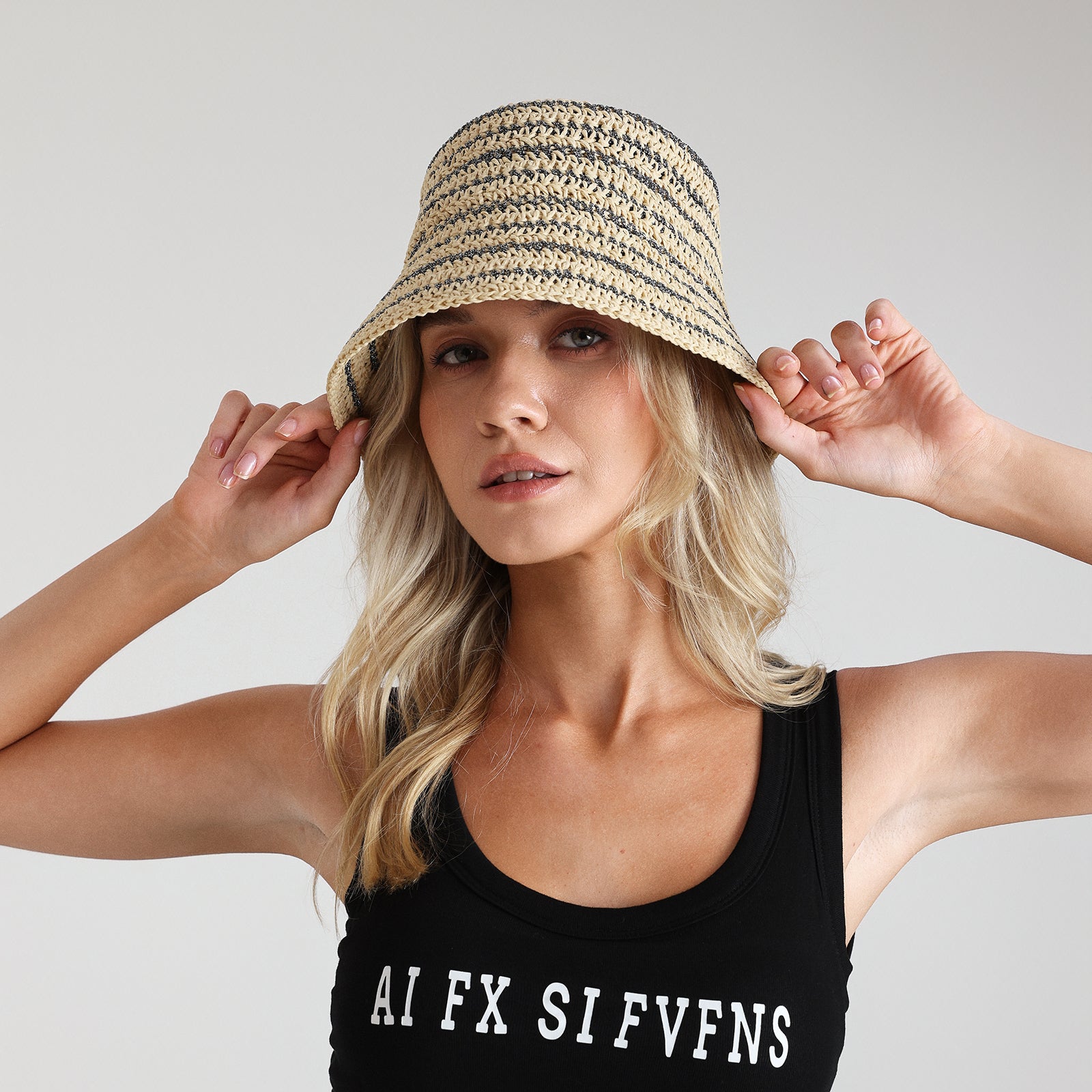 Women’s Paper Straw Sun Hat with Wide Brim and UPF 50+ Sun Protection