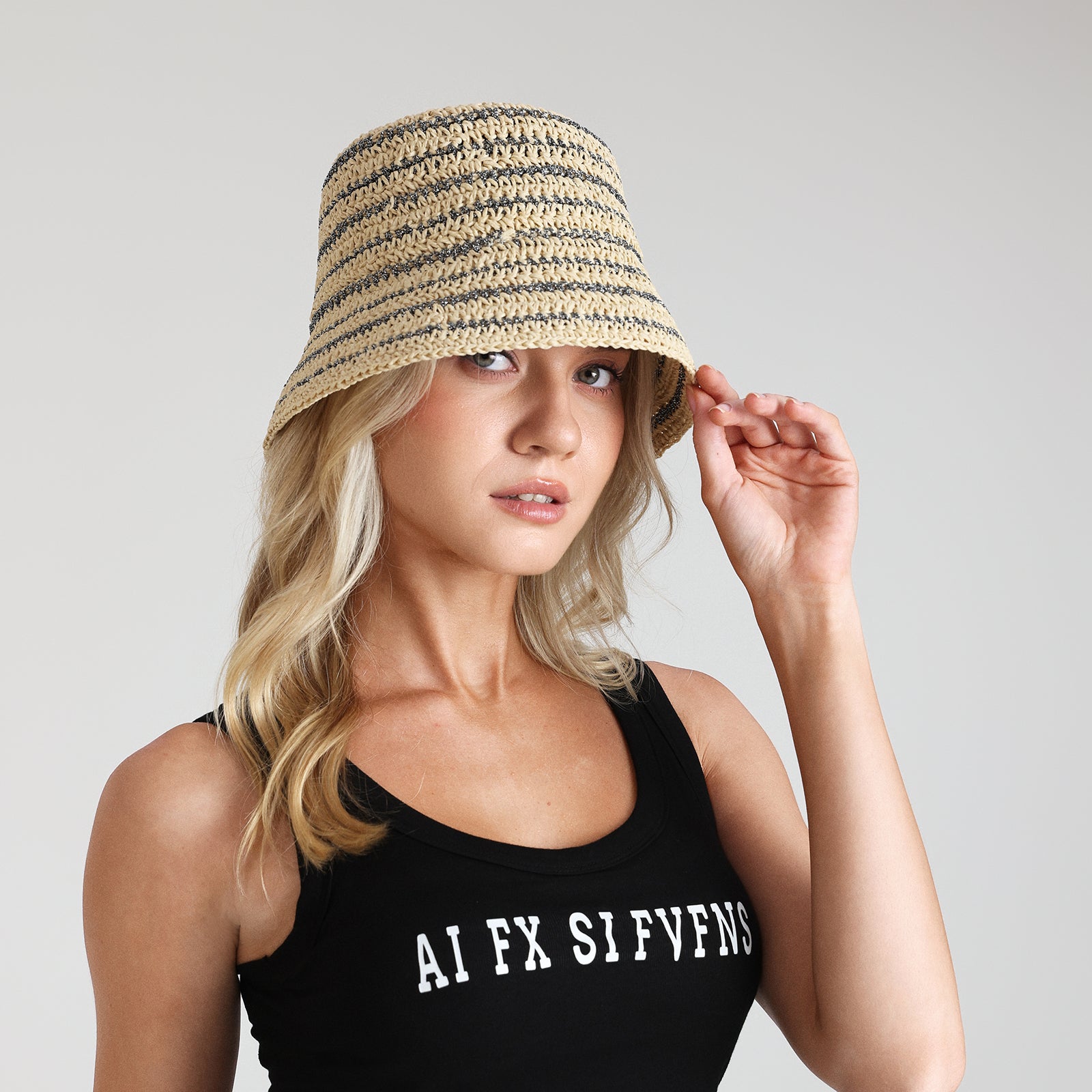 Women’s Paper Straw Sun Hat with Wide Brim and UPF 50+ Sun Protection