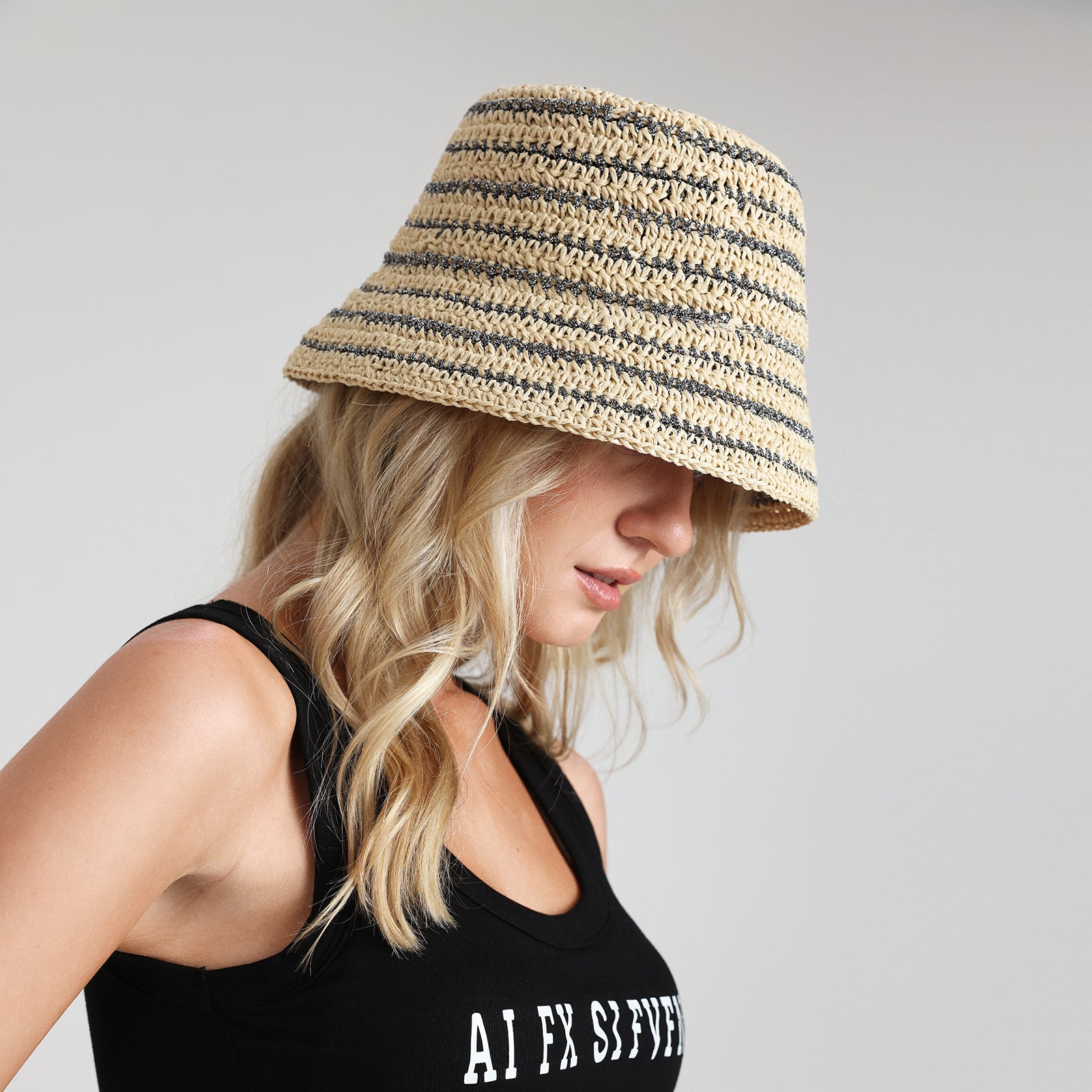 Women’s Paper Straw Sun Hat with Wide Brim and UPF 50+ Sun Protection