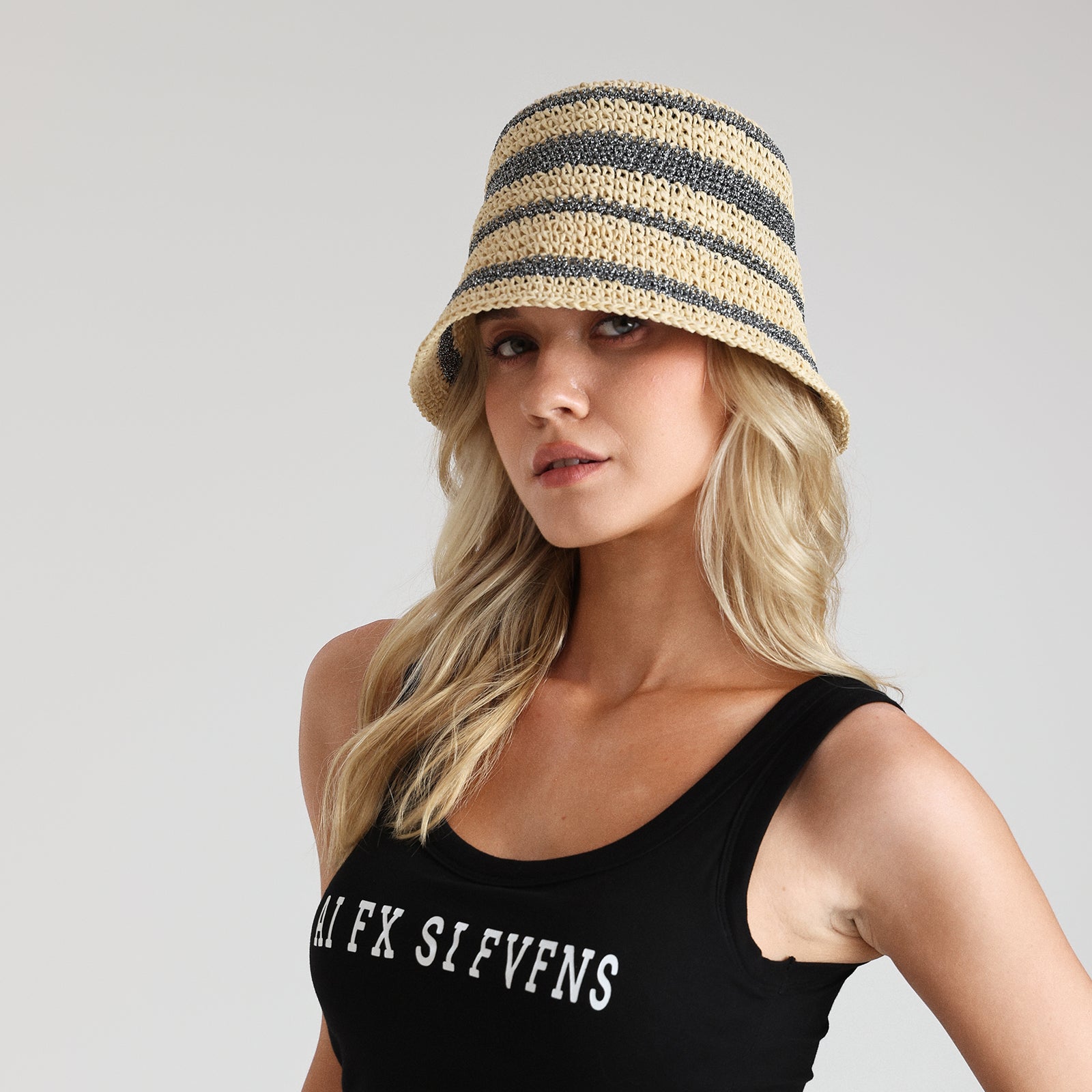 Women’s Paper Straw Sun Hat with Wide Brim and UPF 50+ Sun Protection