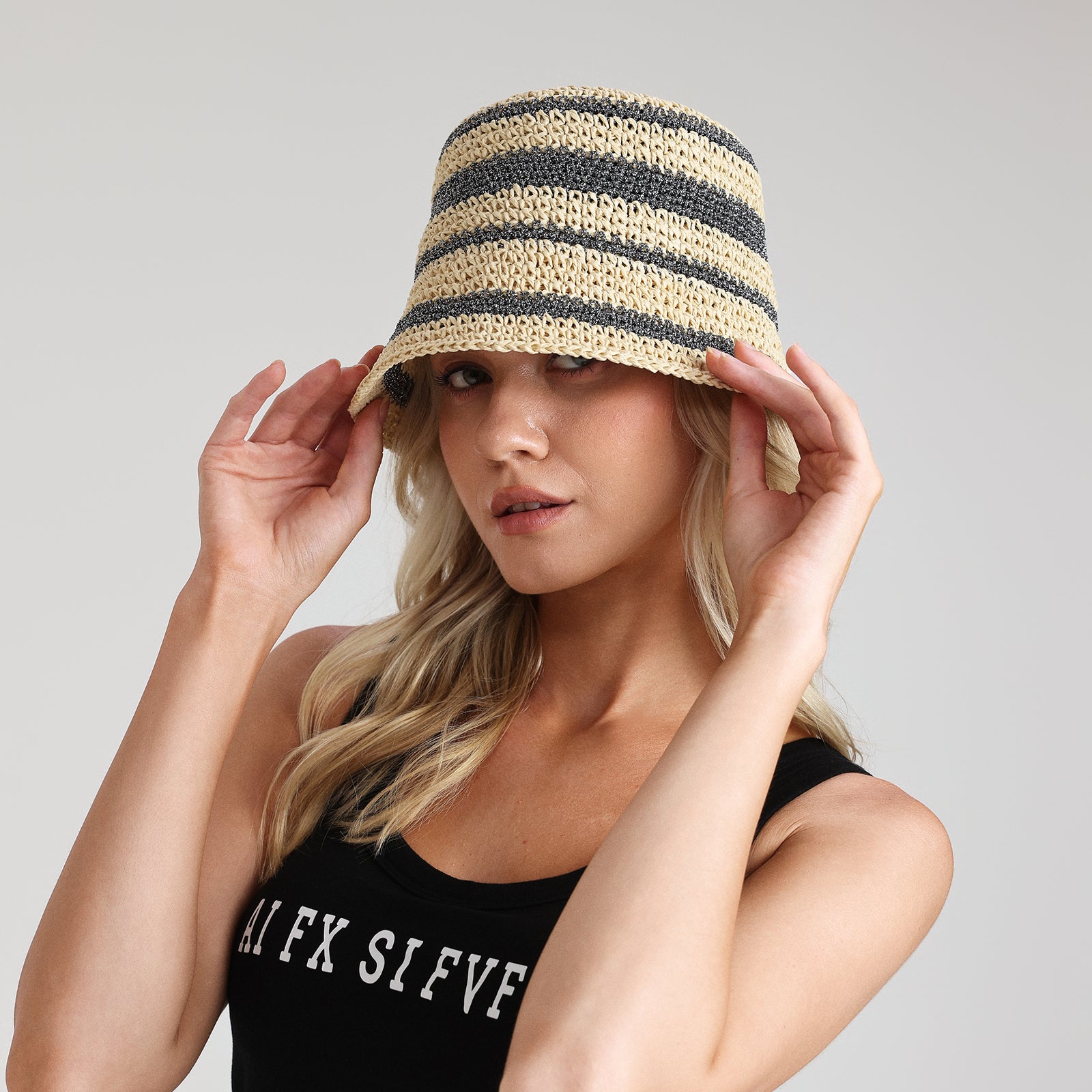 Women’s Paper Straw Sun Hat with Wide Brim and UPF 50+ Sun Protection