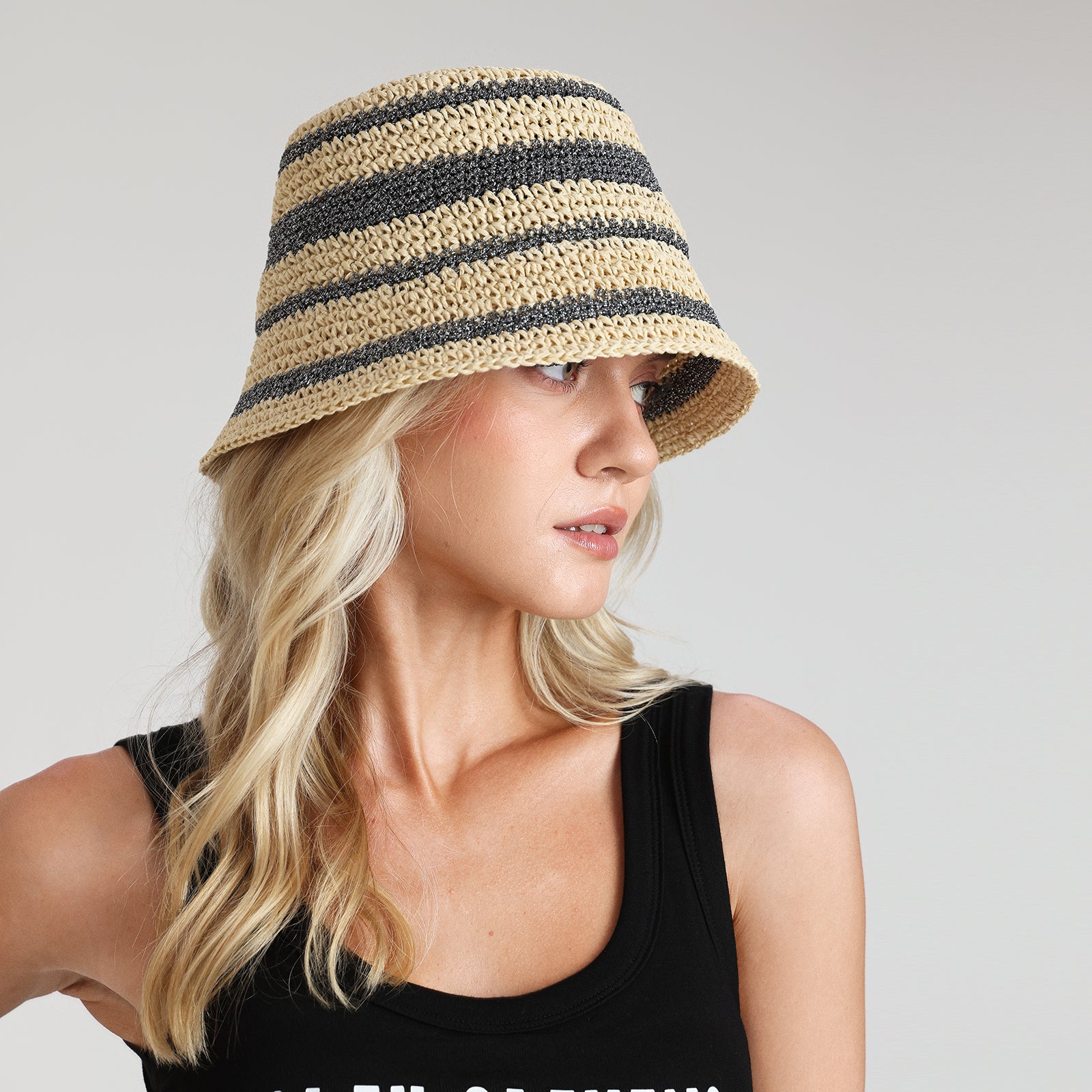 Women’s Paper Straw Sun Hat with Wide Brim and UPF 50+ Sun Protection