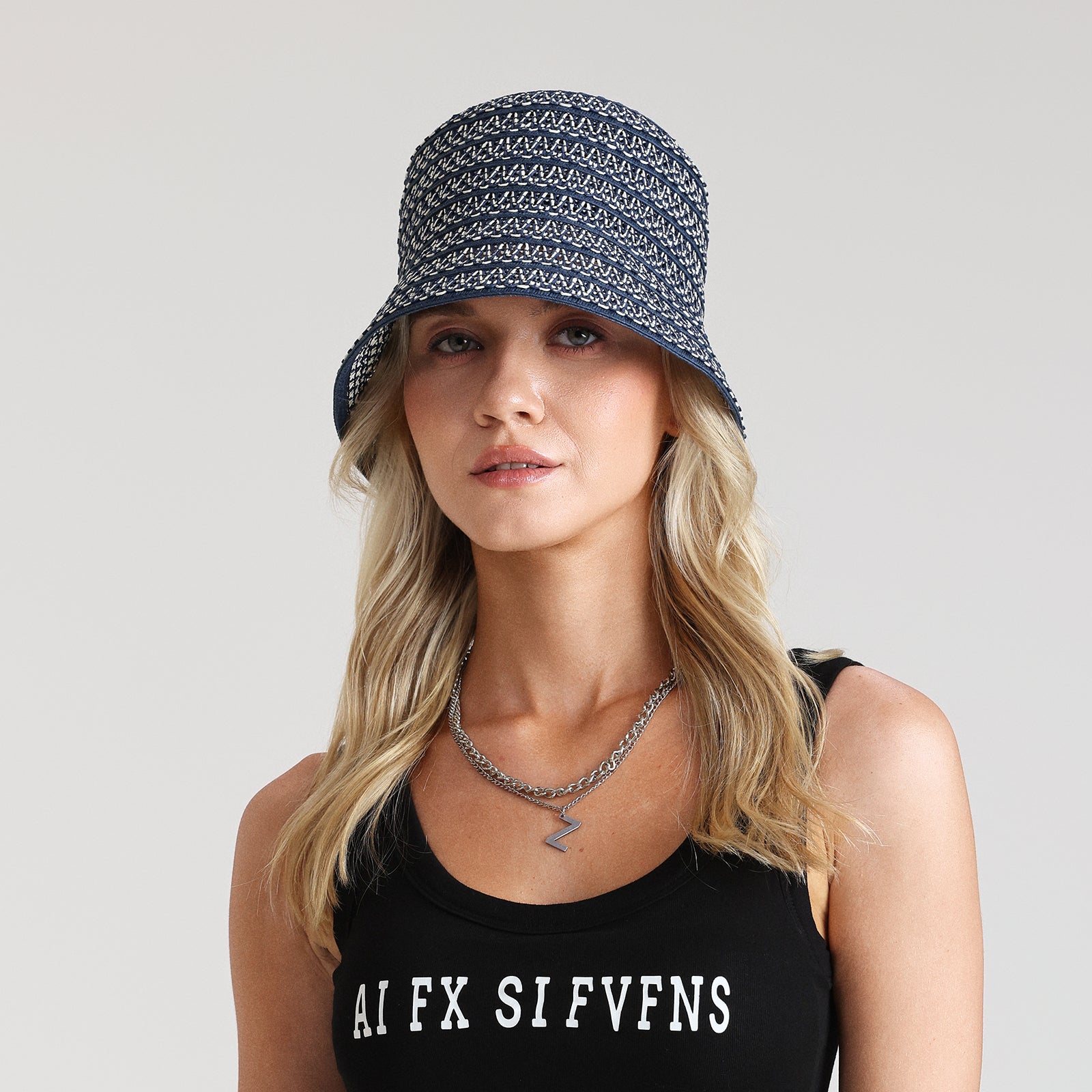 Women’s Paper Straw Bucket Hat with Wide Brim and UPF 50+ Sun Protection