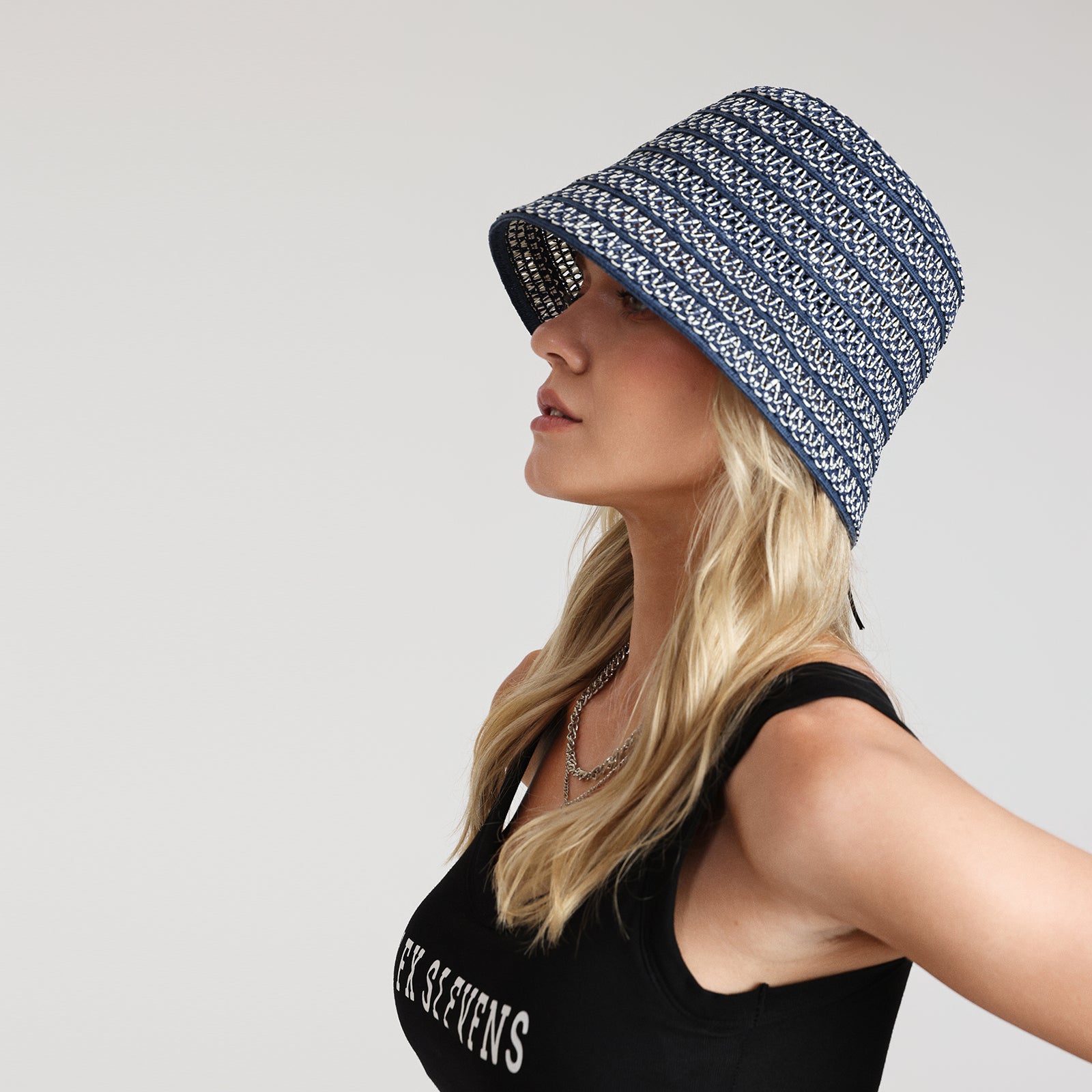 Women’s Paper Straw Bucket Hat with Wide Brim and UPF 50+ Sun Protection