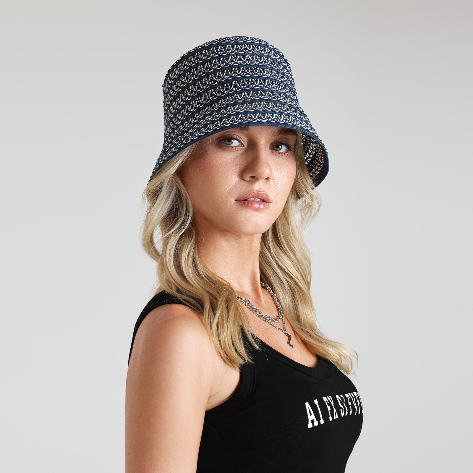Women’s Paper Straw Bucket Hat with Wide Brim and UPF 50+ Sun Protection