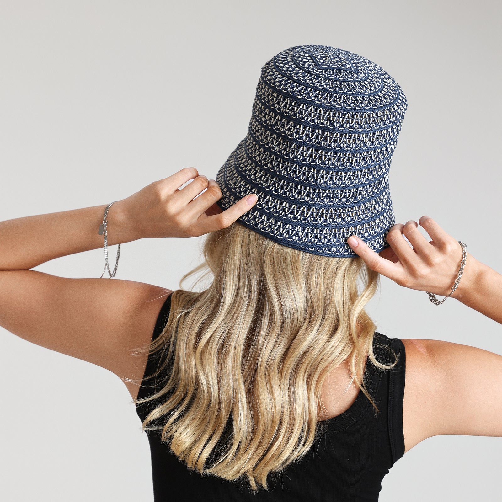 Women’s Paper Straw Bucket Hat with Wide Brim and UPF 50+ Sun Protection