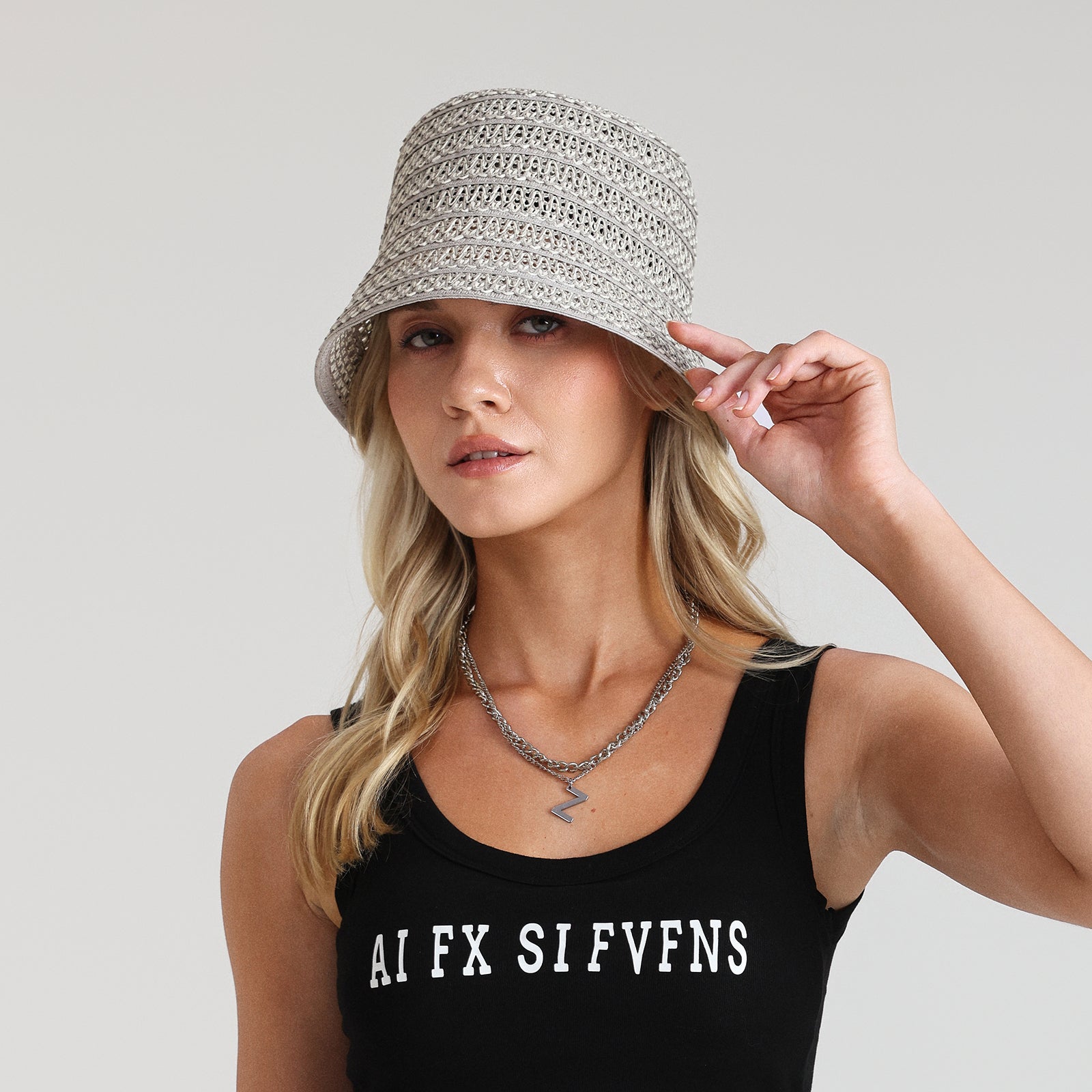 Women’s Paper Straw Bucket Hat with Wide Brim and UPF 50+ Sun Protection