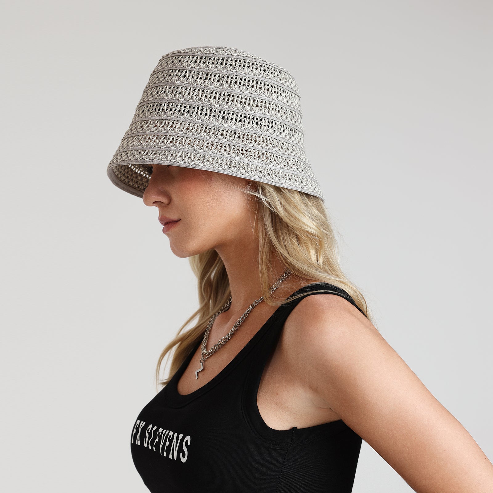 Women’s Paper Straw Bucket Hat with Wide Brim and UPF 50+ Sun Protection