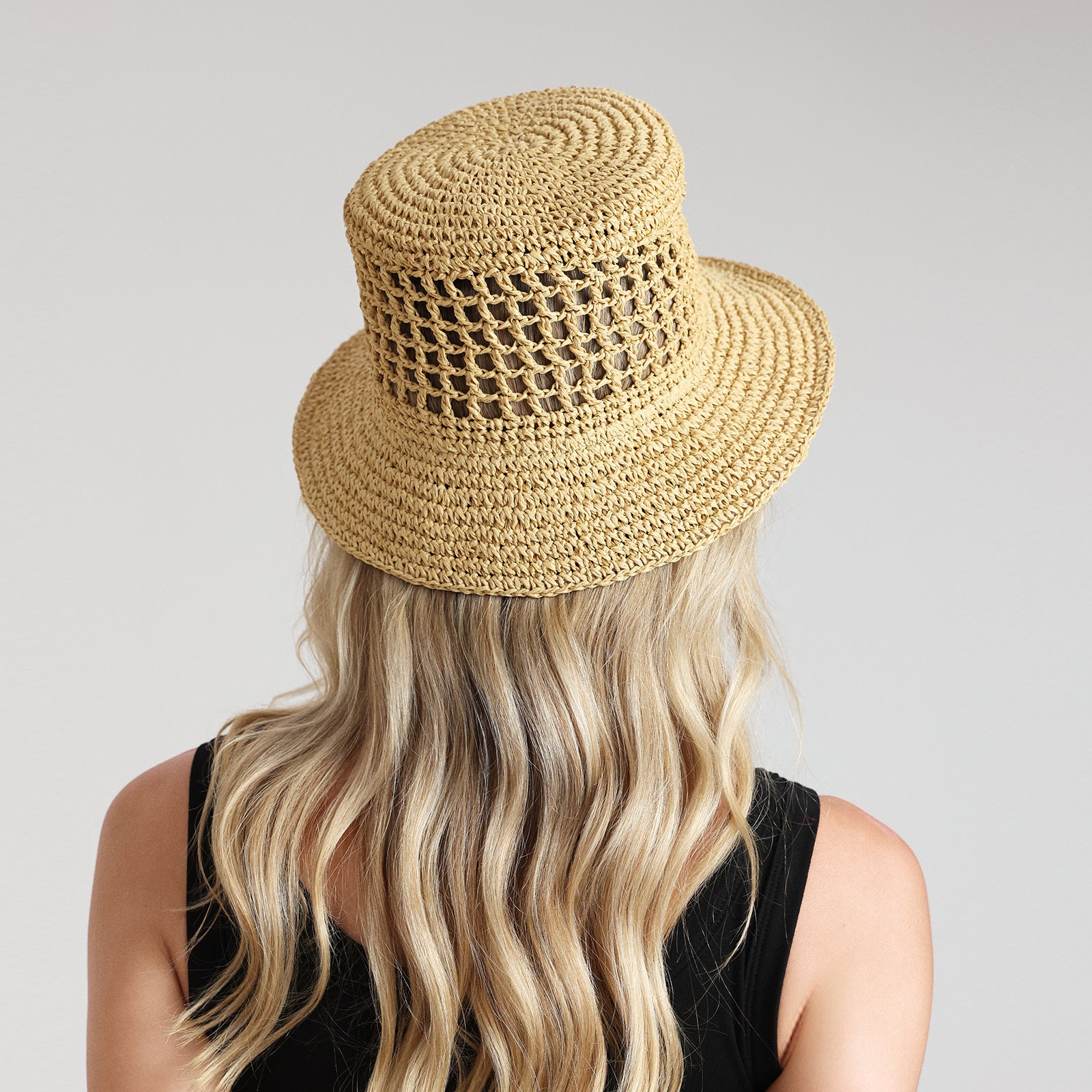 Women’s Paper Straw Bucket Hat with Wide Brim and UPF 50+ Sun Protection