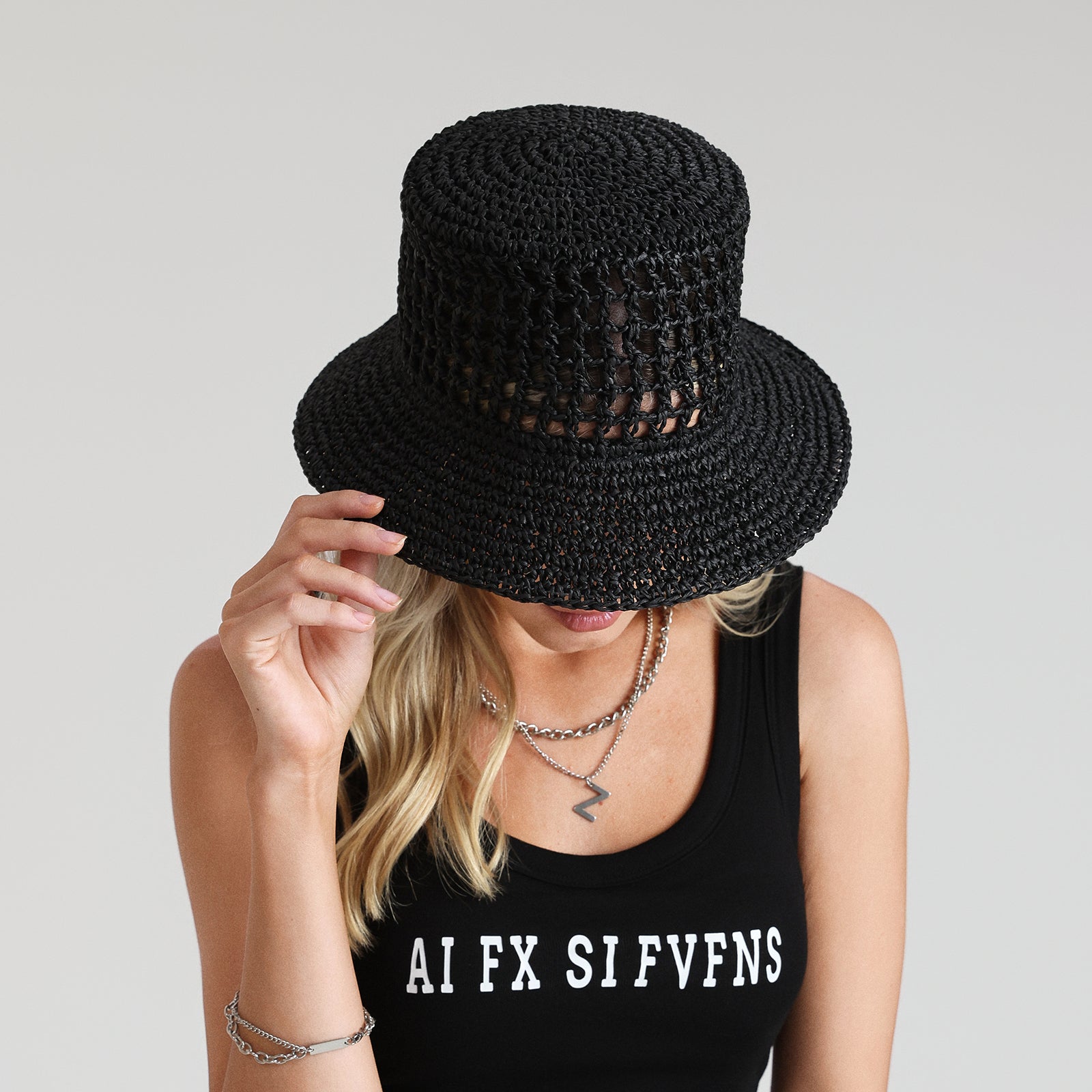 Women’s Paper Straw Bucket Hat with Wide Brim and UPF 50+ Sun Protection