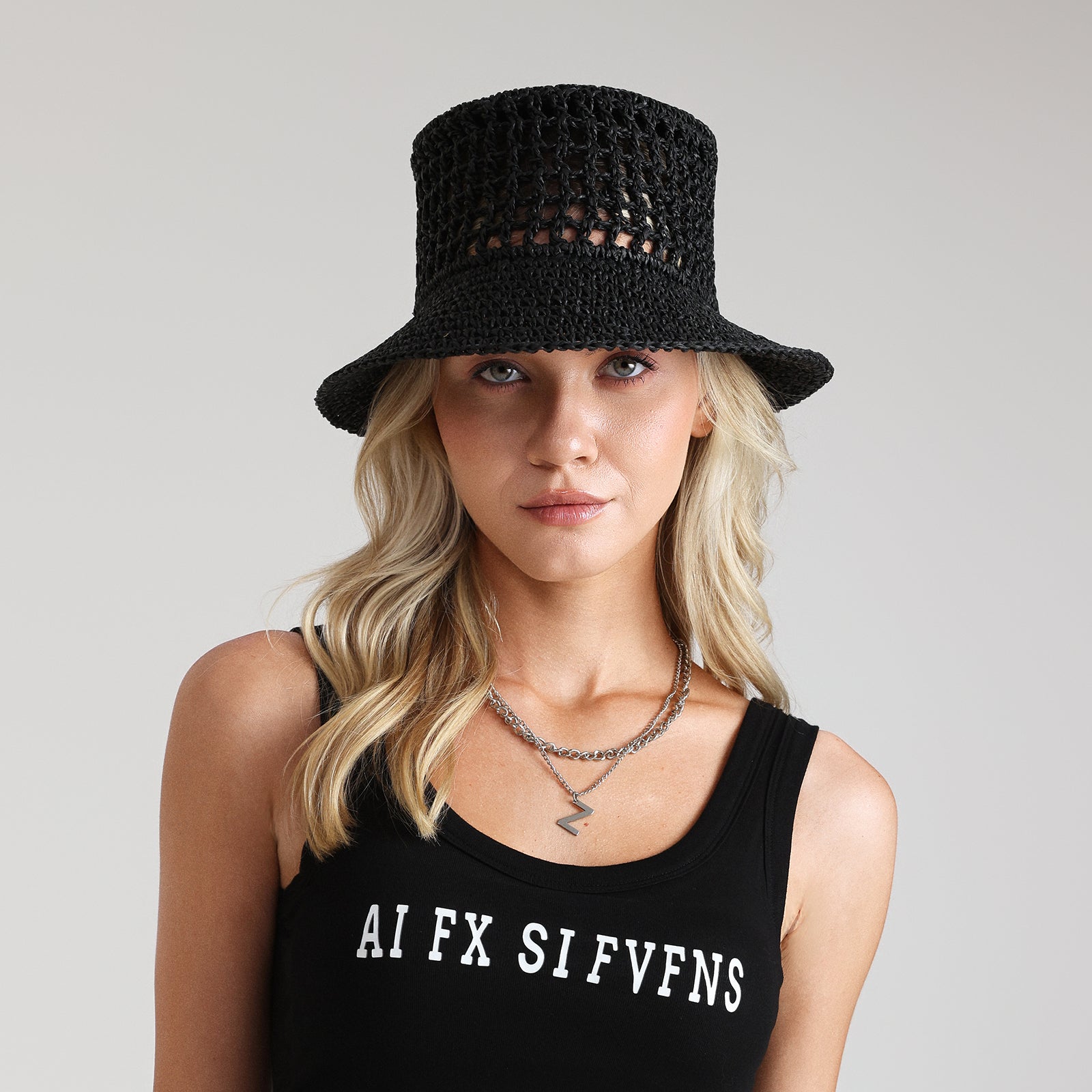 Women’s Paper Straw Bucket Hat with Wide Brim and UPF 50+ Sun Protection